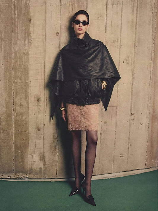 Zayla Women’s Faux Leather Cape Jacket | Oversized Bomber Jacket