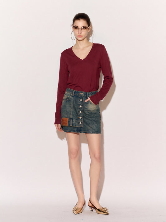 Women’s V-Neck Lightweight Knit Jumper – Long Sleeve Soft Fine Knit Pullover Top