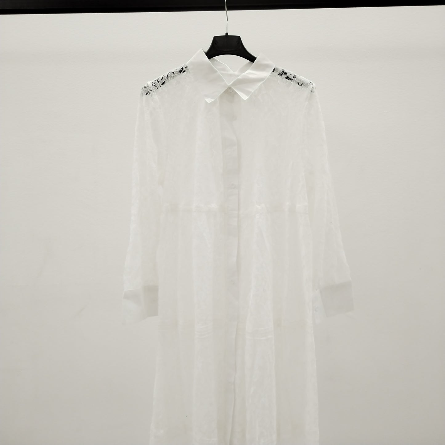 White Lace Maxi Long Shirt