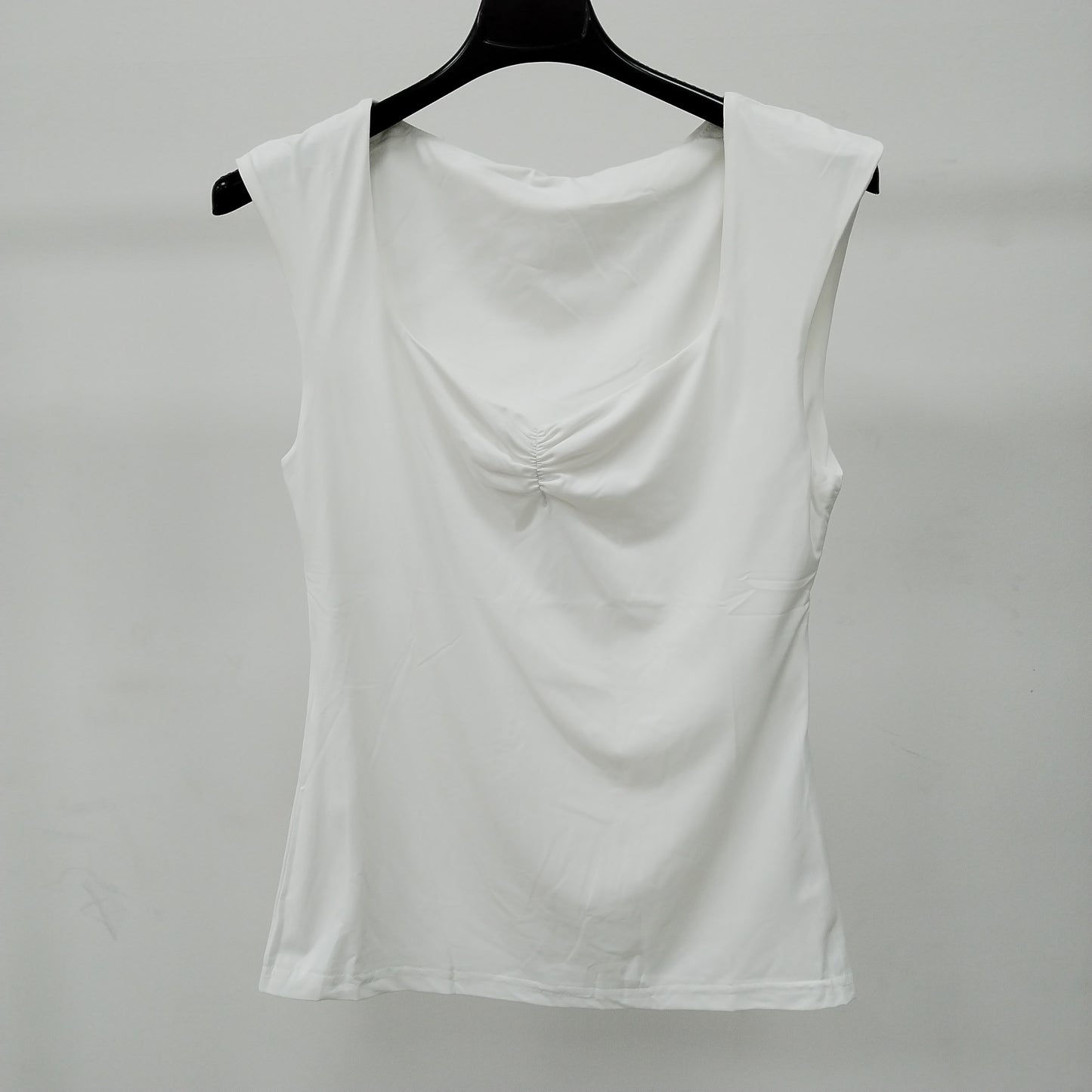White Ruched Neckline Tank