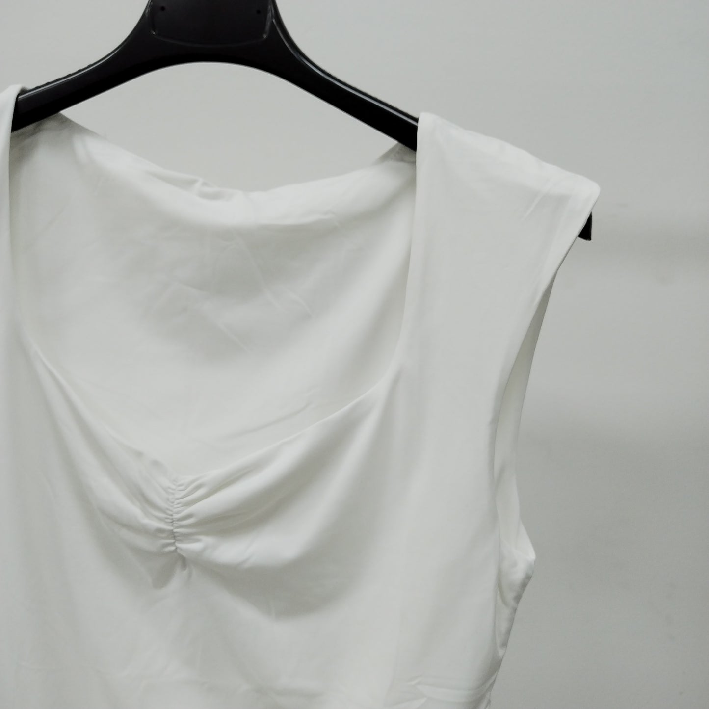 White Ruched Neckline Tank