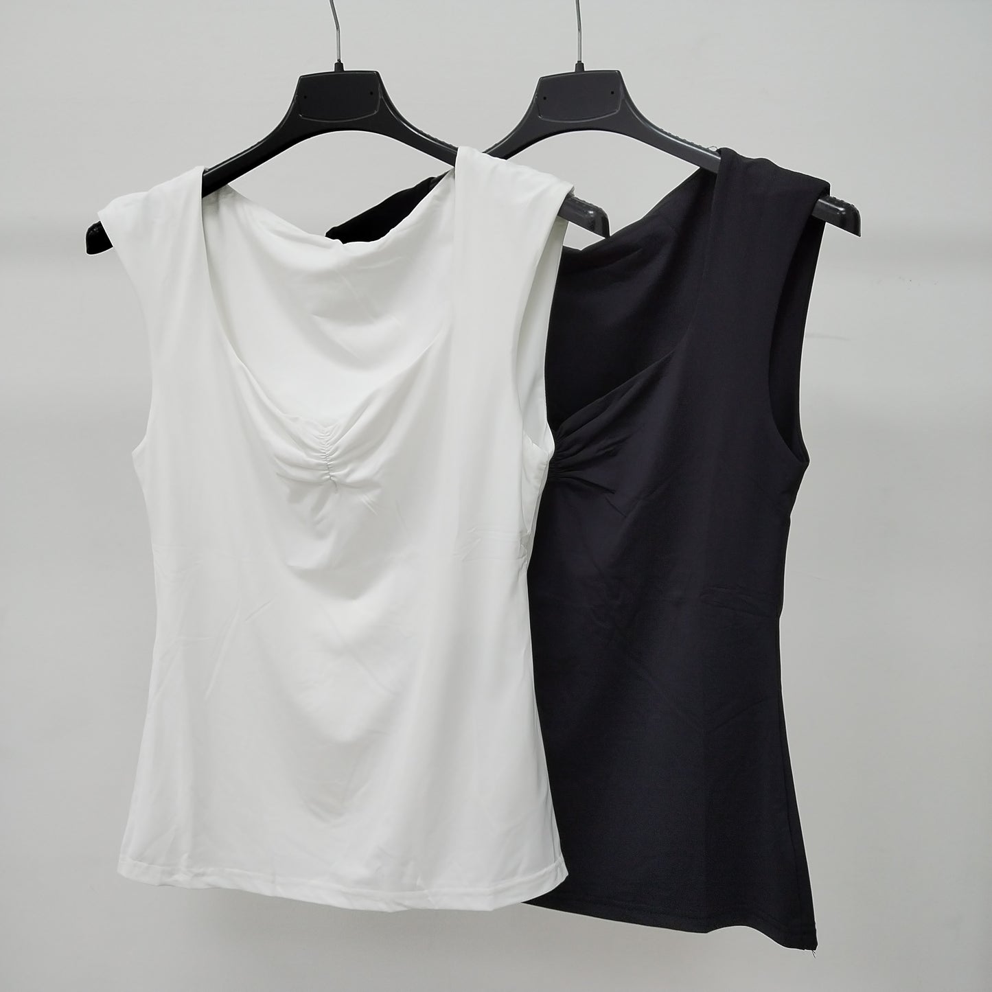 White Ruched Neckline Tank