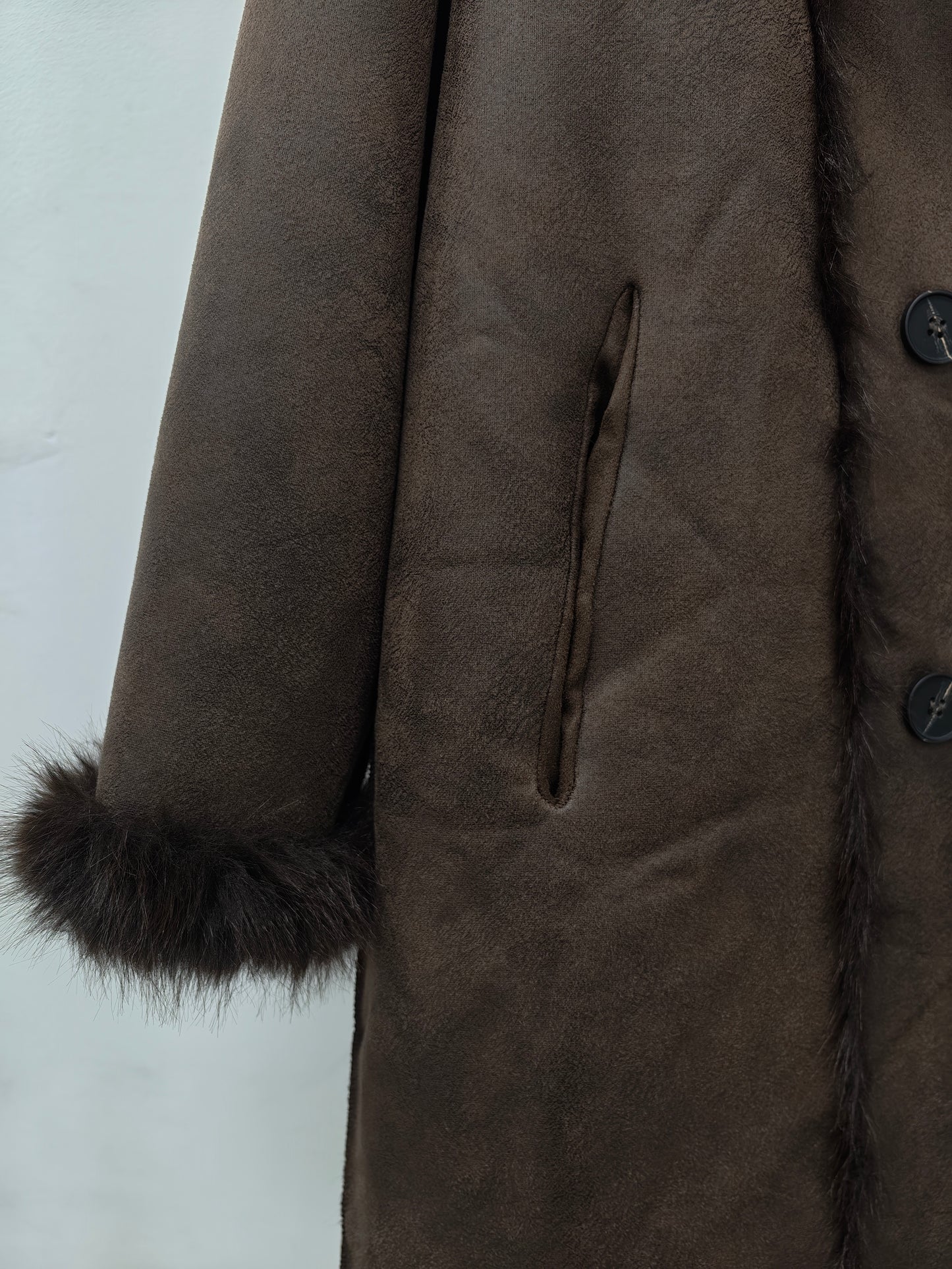 Zayla Women’s Reversible Faux Fur Long Coat – Brown Winter Plush Shearling Jacket, Warm Thick Double-Sided Overcoat