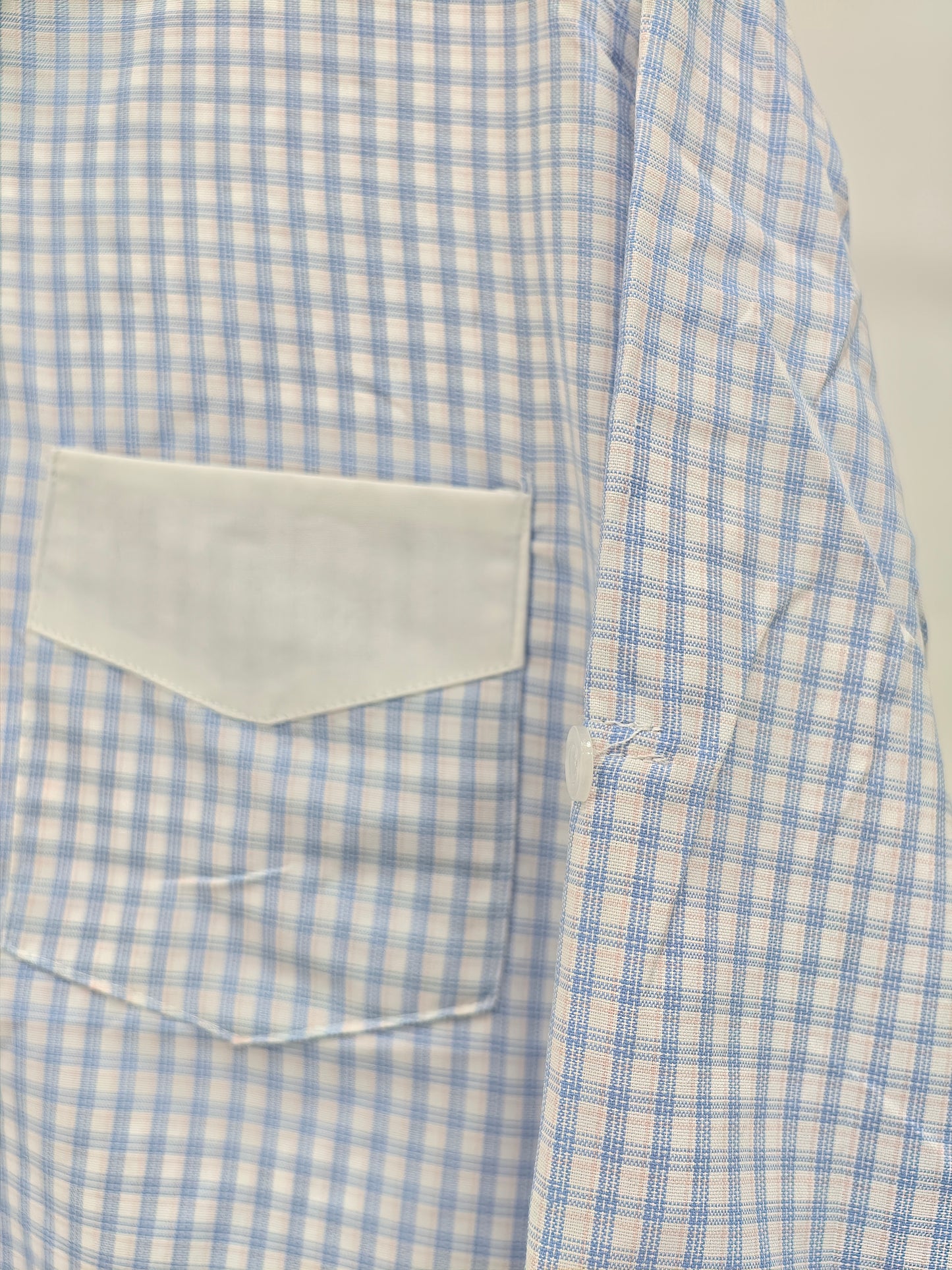 Women’s Blue Gingham Contrast Collar Shirt – Relaxed Fit Button-Up, Minimal Chic Everyday Blouse