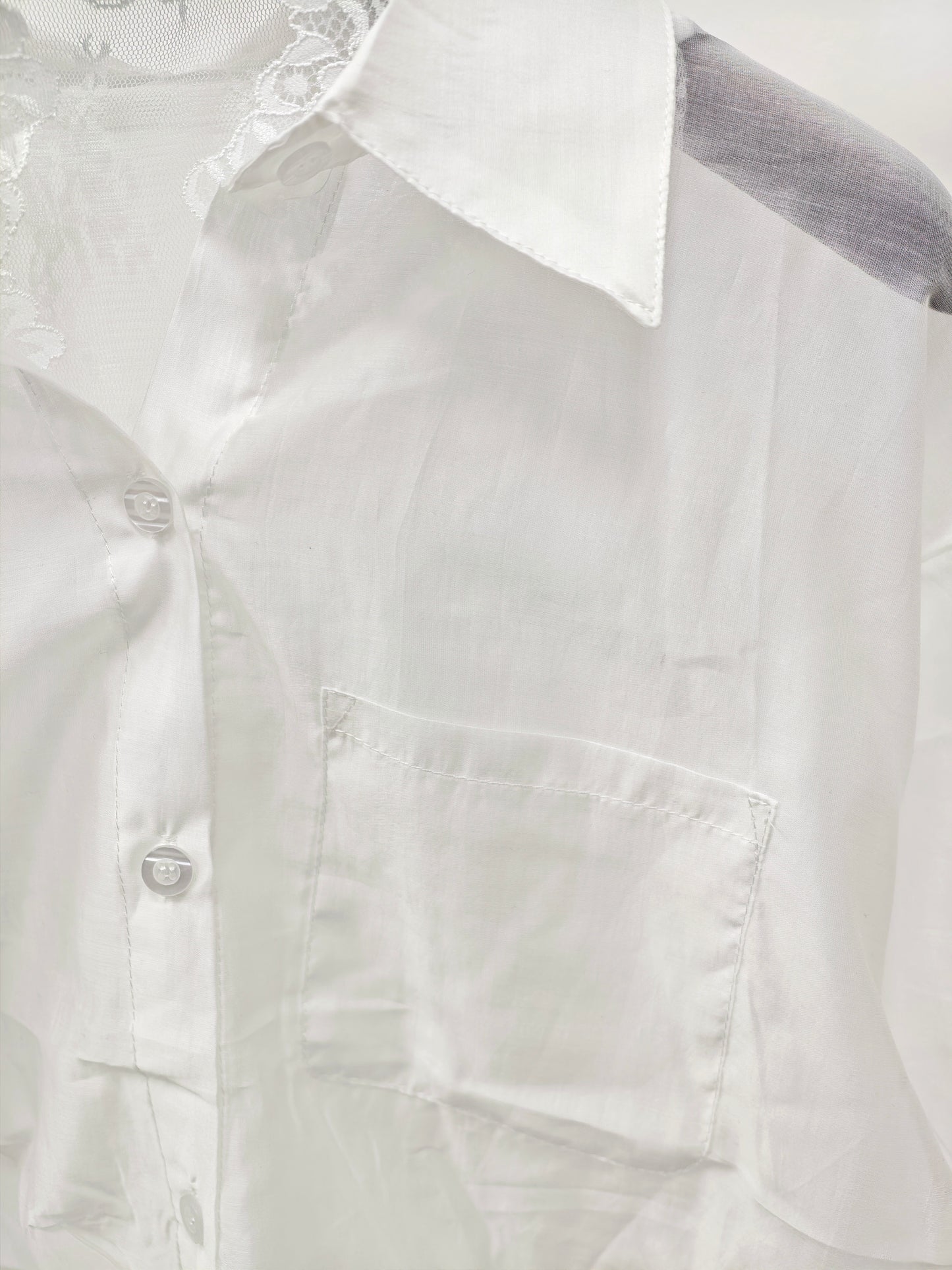 Women’s 2-Piece Sheer Shirt Set – Lace Tank Top + Lightweight Button-Up Blouse