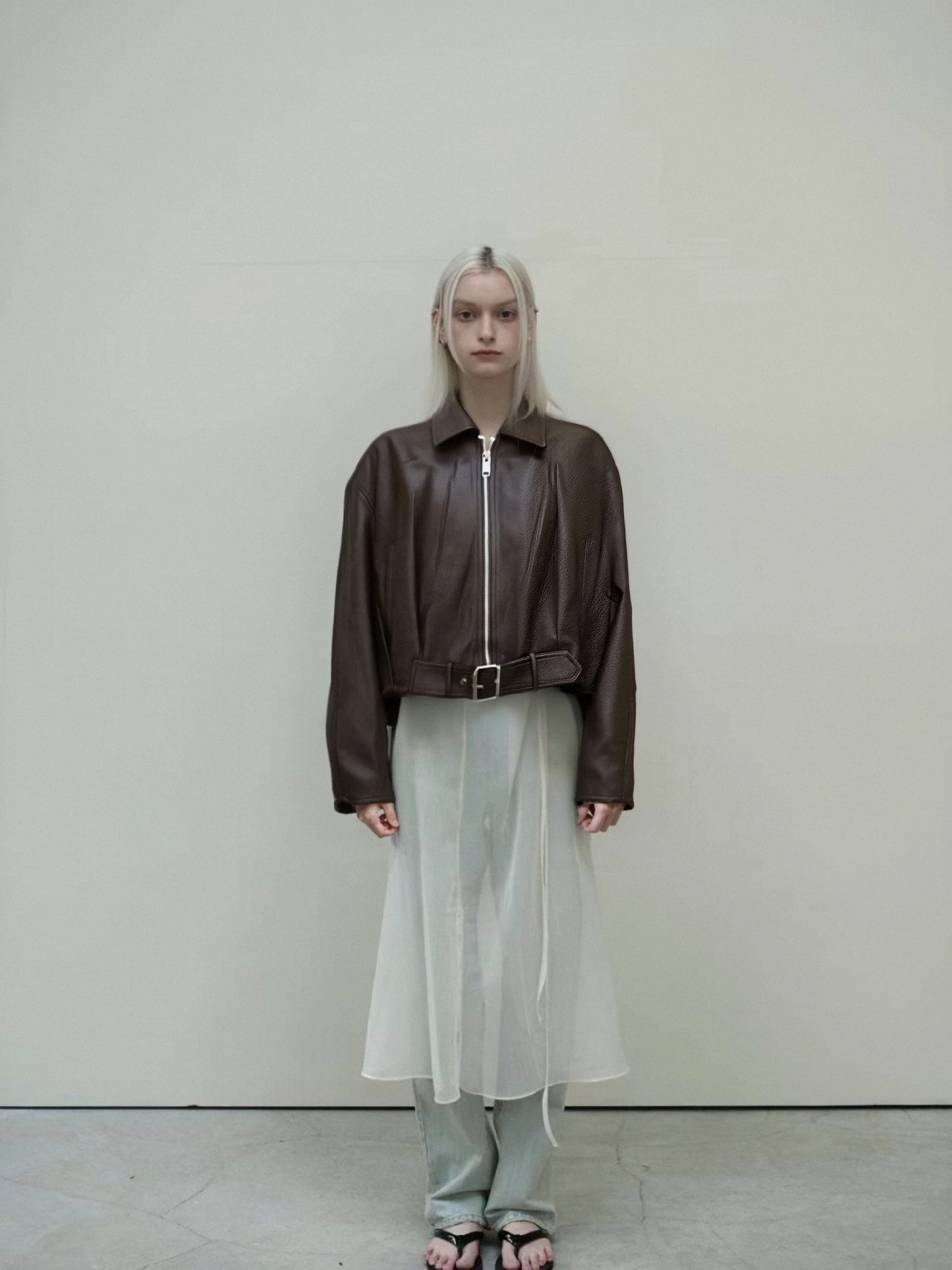 Zayla Women’s Brown Faux Leather Cropped Jacket – Oversized Zip-Up Short Coat, Soft Textured Fall Winter Outerwear