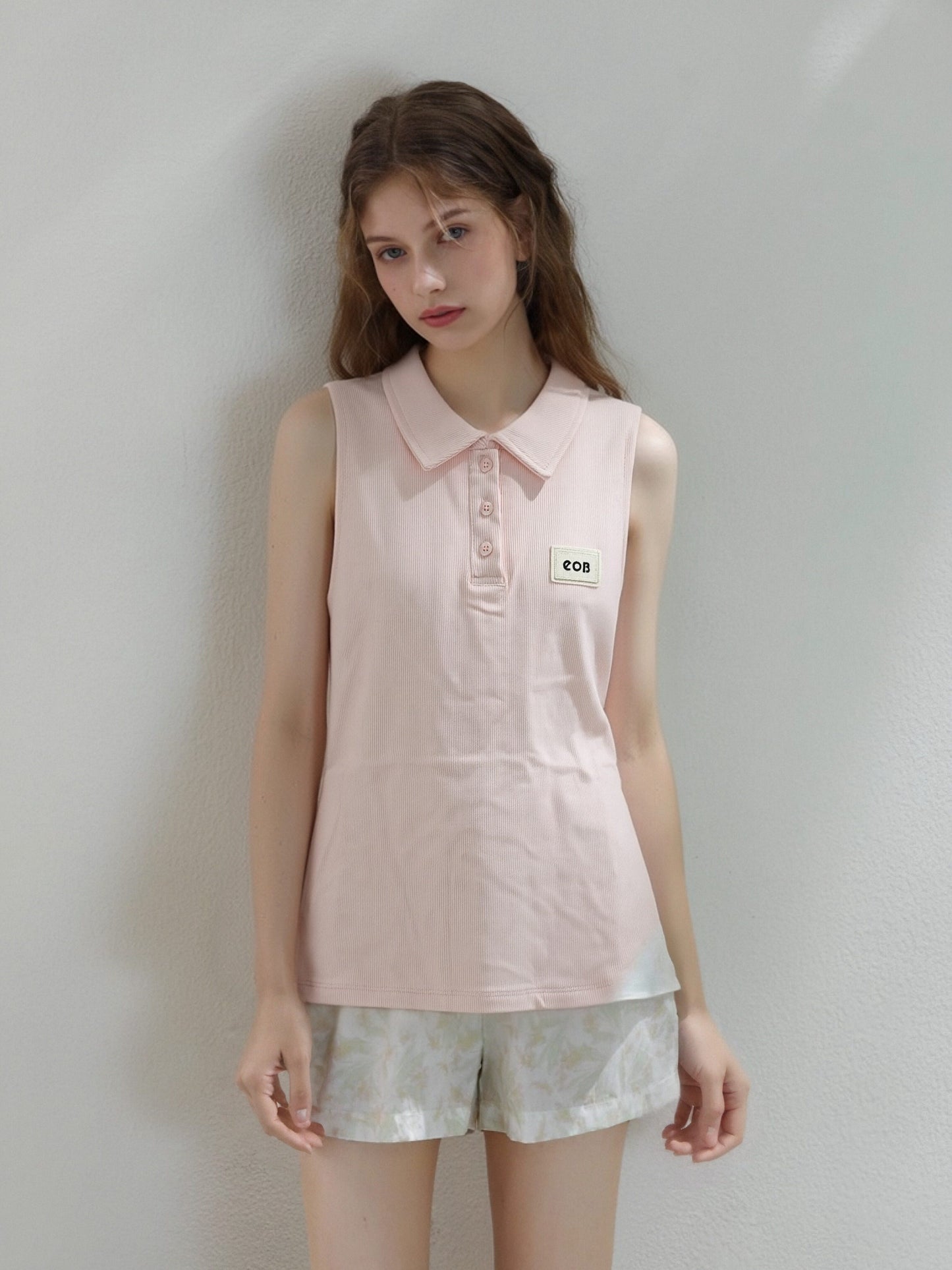 Women’s Sleeveless Ribbed Polo Top – Slim Fit Button-Front Tank with Classic Collar, Minimalist Casual Summer Basic