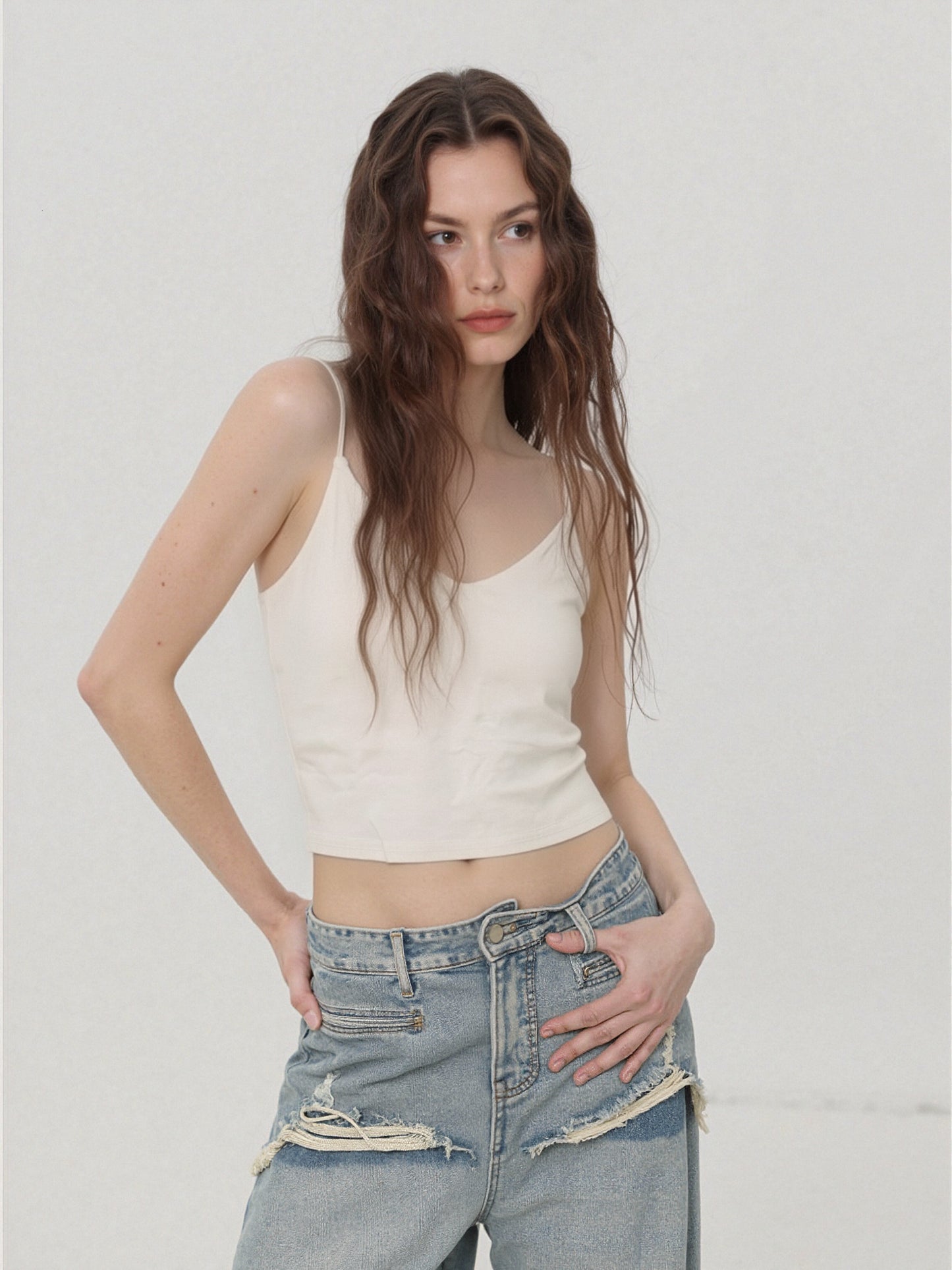 Women’s Basic Cami Crop Top – Soft Stretch Spaghetti Strap Tank, Everyday Essential