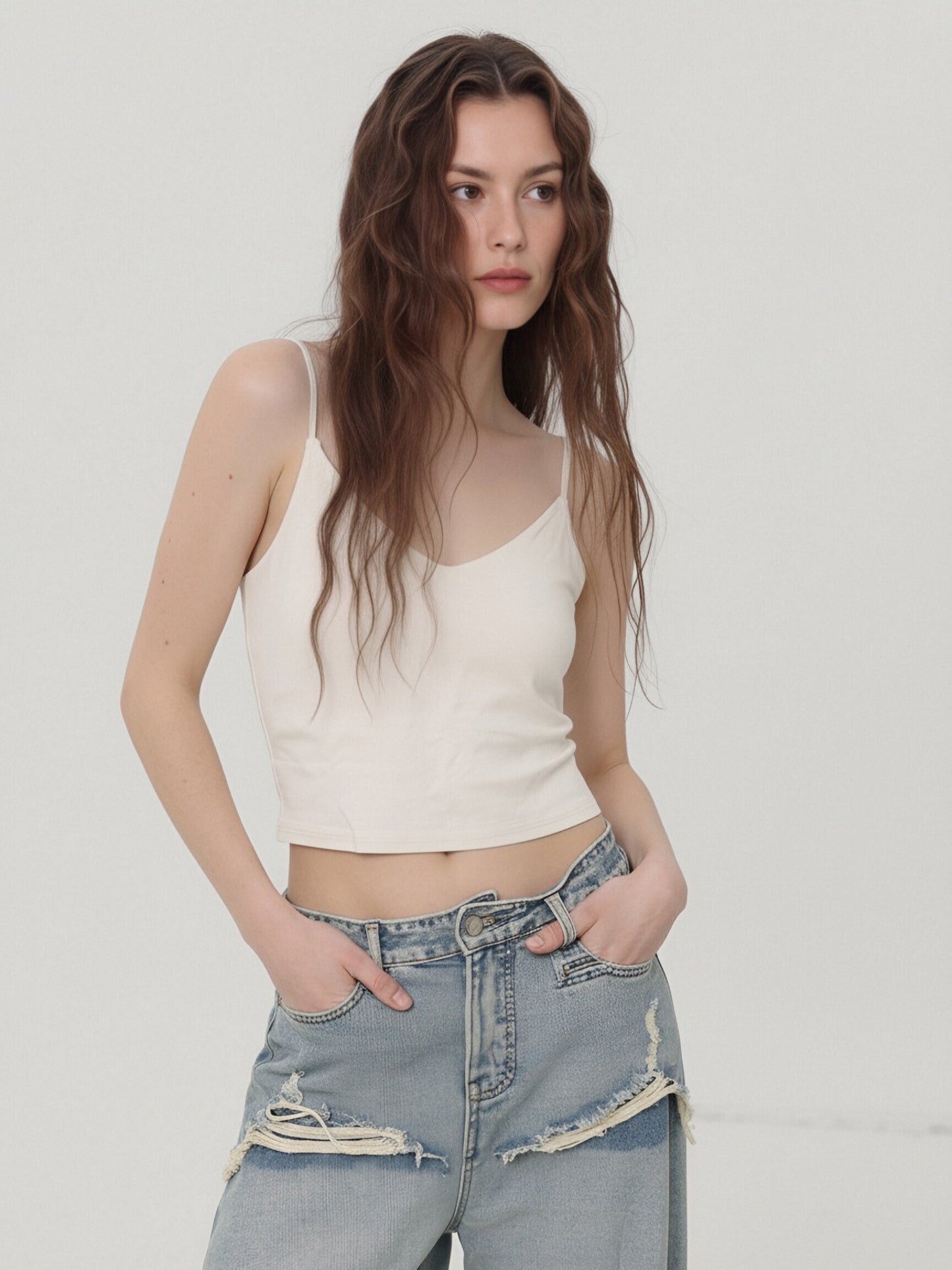 Women’s Basic Cami Crop Top – Soft Stretch Spaghetti Strap Tank, Everyday Essential