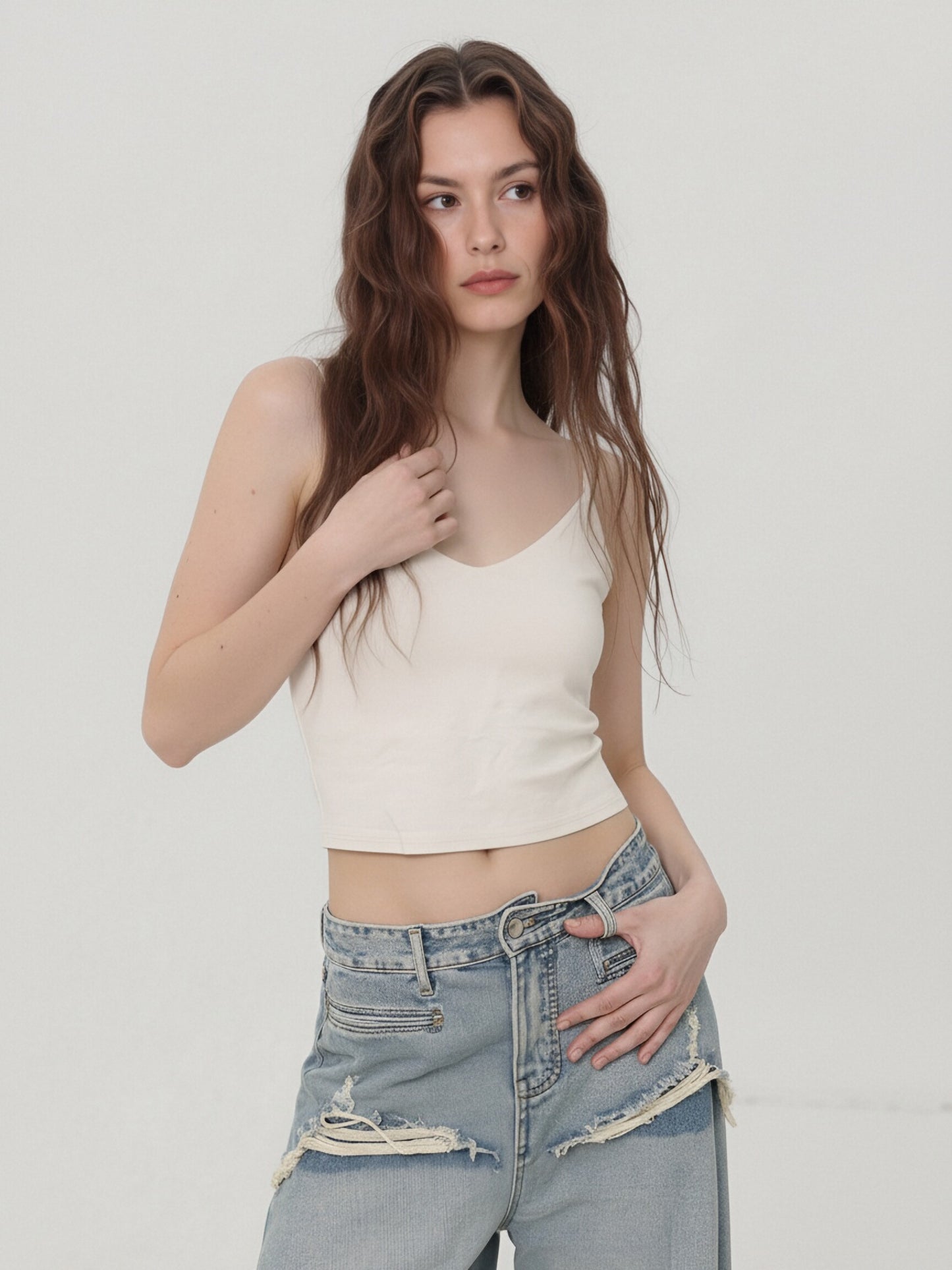 Women’s Basic Cami Crop Top – Soft Stretch Spaghetti Strap Tank, Everyday Essential