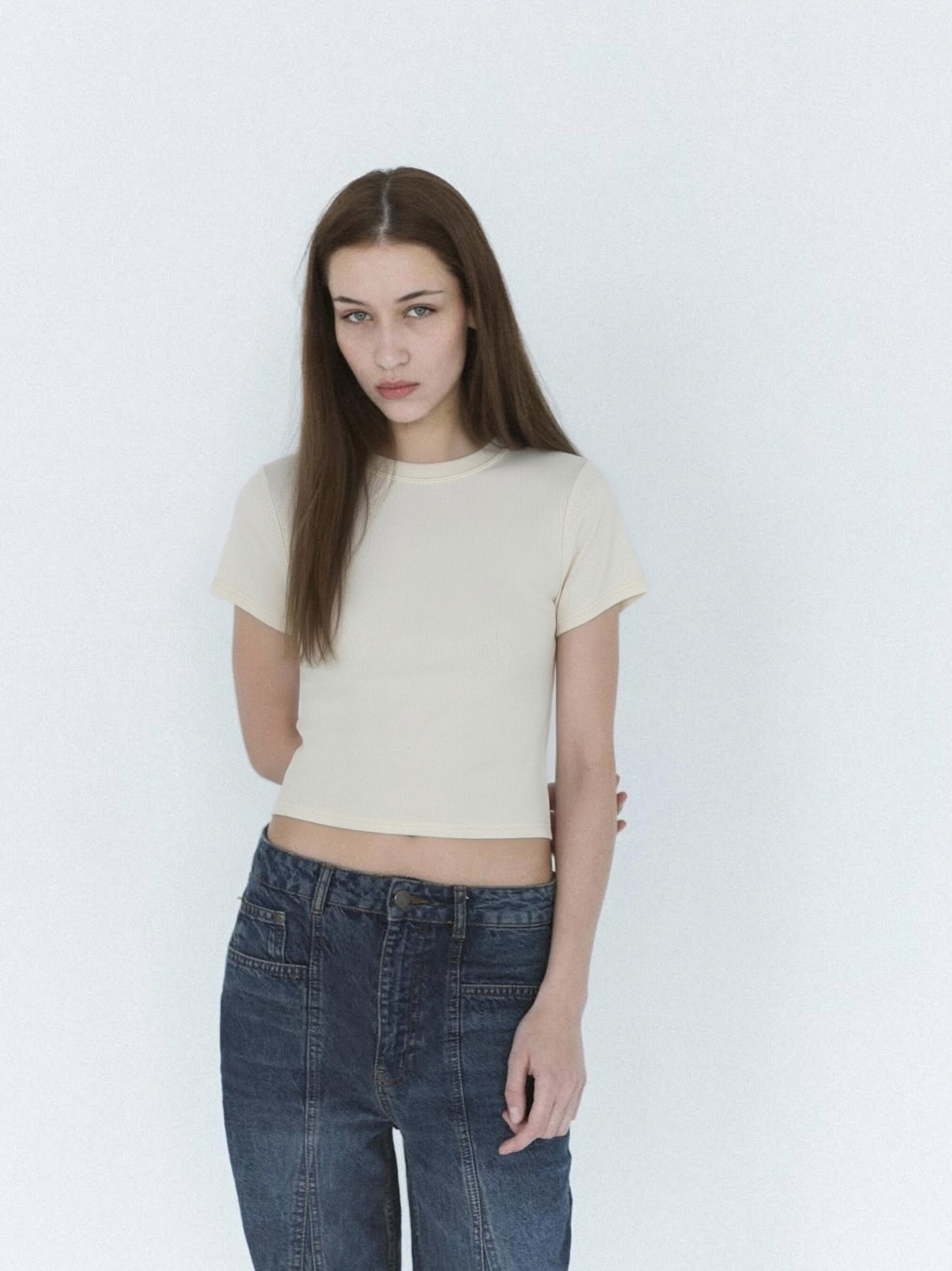 Ribbed Crew Neck T-Shirt – Slim Fit Stretch Basic Tee (Copia)