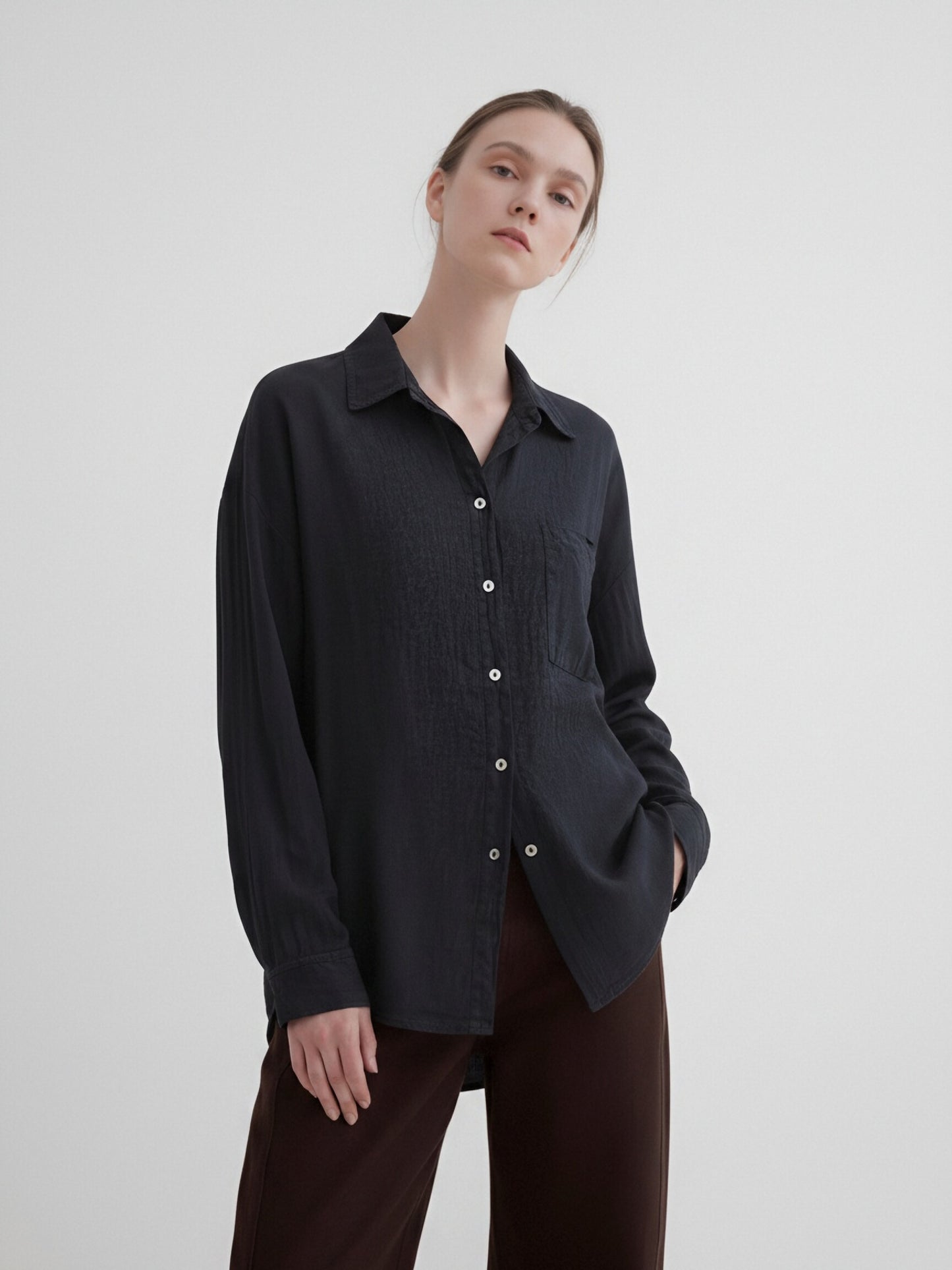 Women's Linen Oversized Button-Up Shirt – Lightweight Long Sleeve Relaxed Fit Blouse BIANCO (Copia) (Copia)