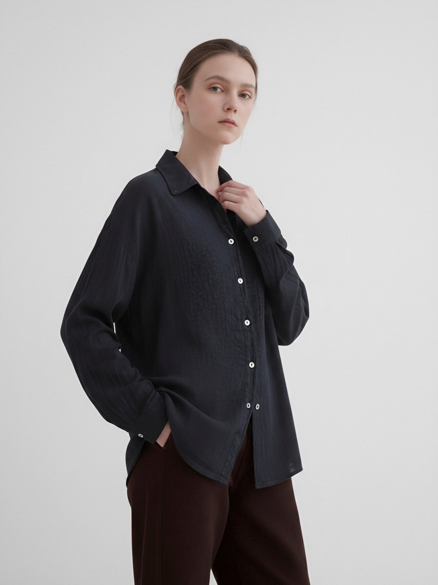 Women's Linen Oversized Button-Up Shirt – Lightweight Long Sleeve Relaxed Fit Blouse BIANCO (Copia) (Copia)
