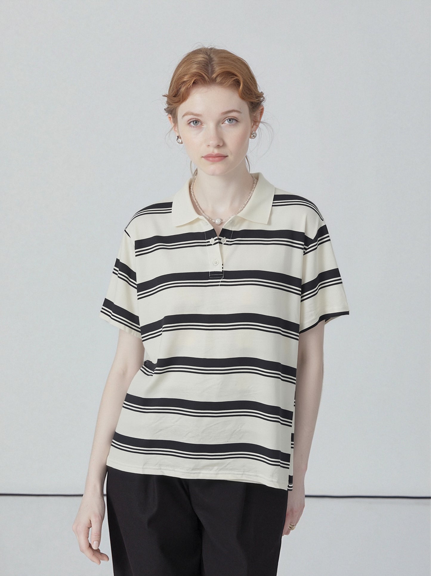 Women’s Striped Polo Shirt – Relaxed Fit Short Sleeve Knit Top, Classic Casual Preppy Style Tee