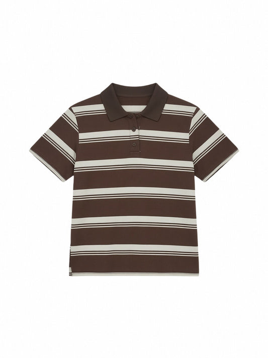Women’s Striped Polo Shirt – Relaxed Fit Short Sleeve Knit Top, Classic Casual Preppy Style Tee