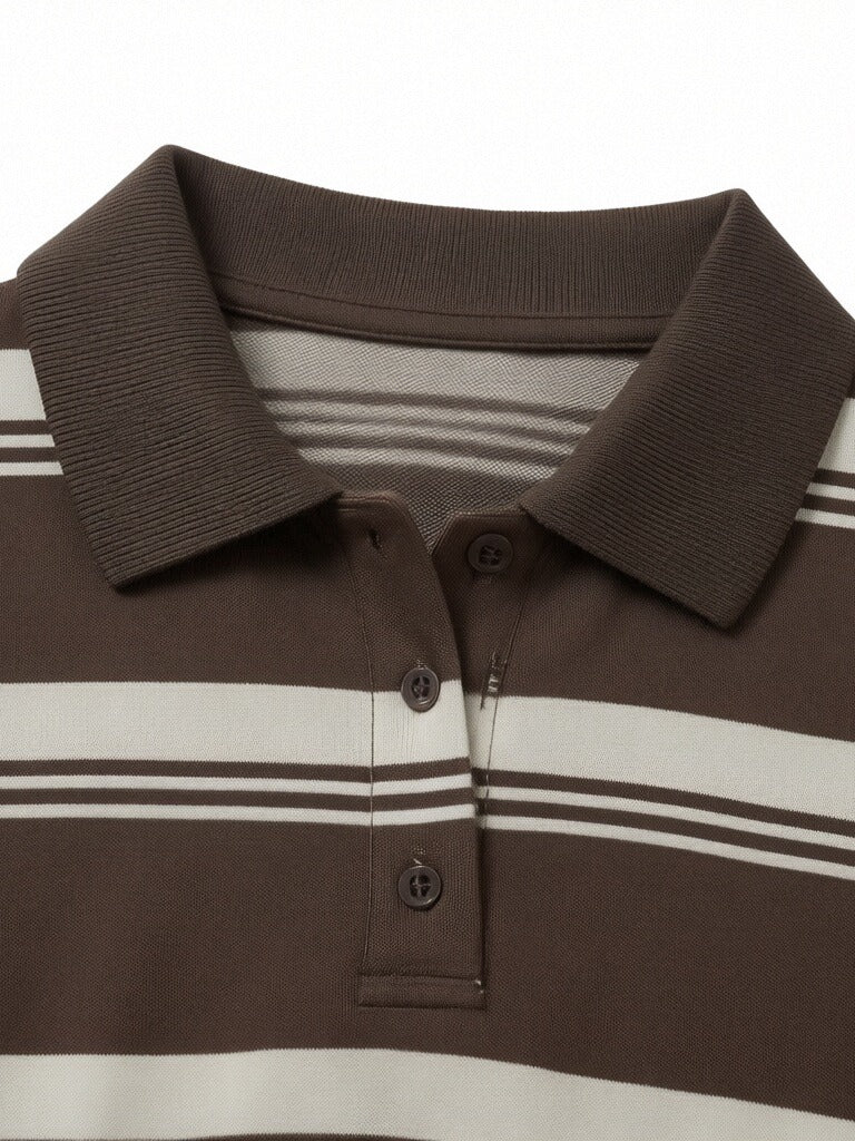 Women’s Striped Polo Shirt – Relaxed Fit Short Sleeve Knit Top, Classic Casual Preppy Style Tee
