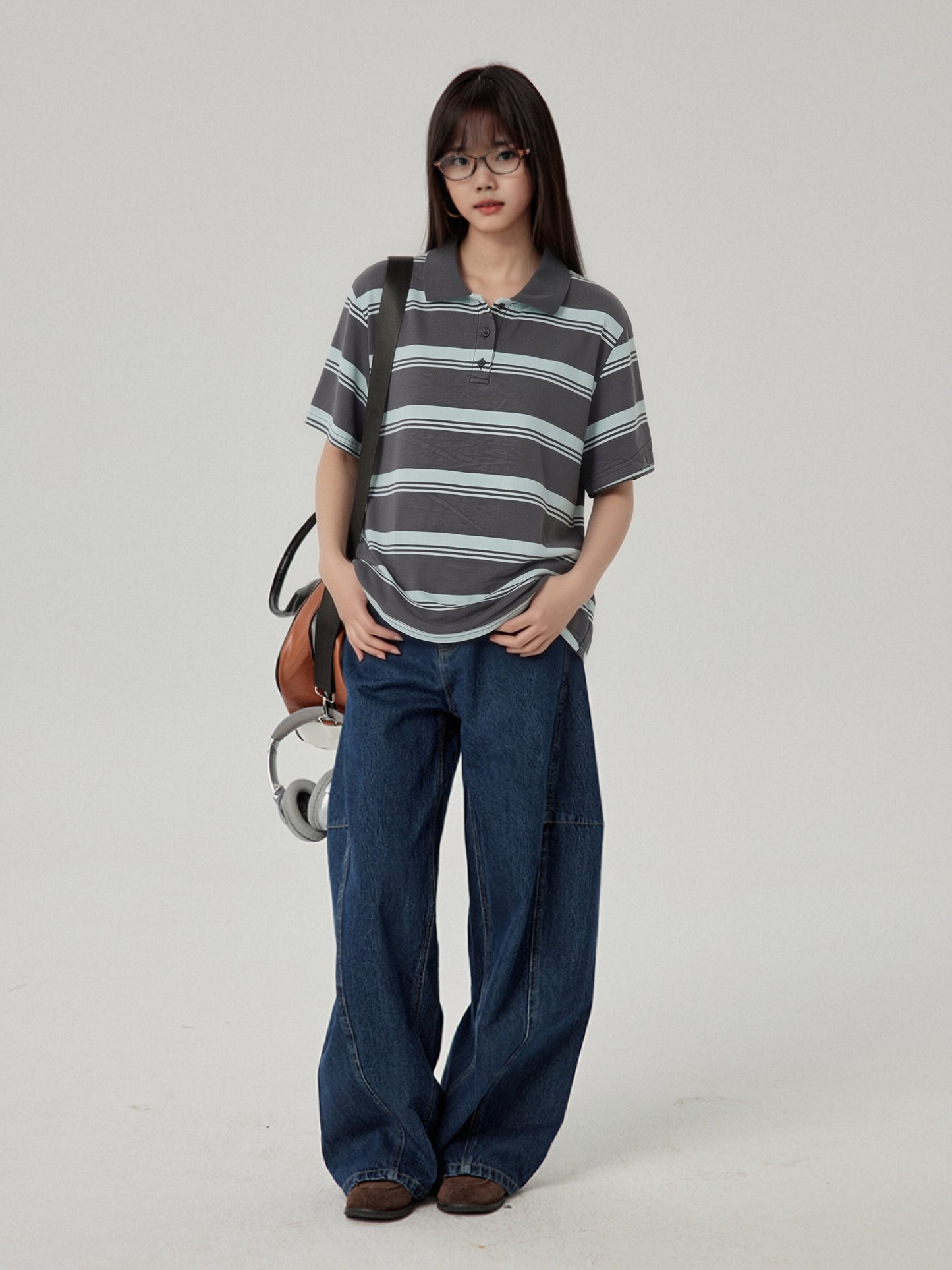 Women’s Striped Polo Shirt – Relaxed Fit Short Sleeve Knit Top, Classic Casual Preppy Style Tee