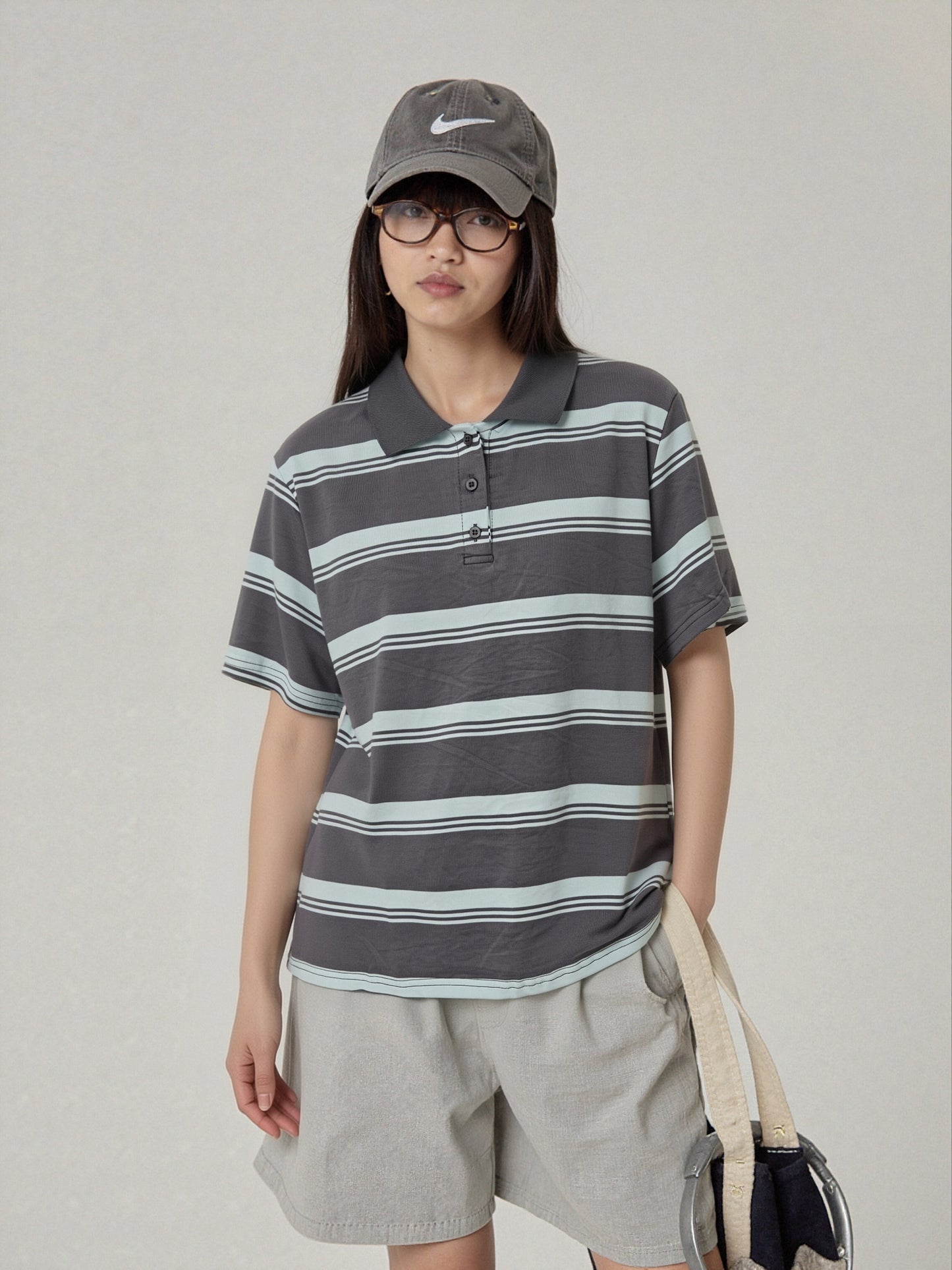 Women’s Striped Polo Shirt – Relaxed Fit Short Sleeve Knit Top, Classic Casual Preppy Style Tee