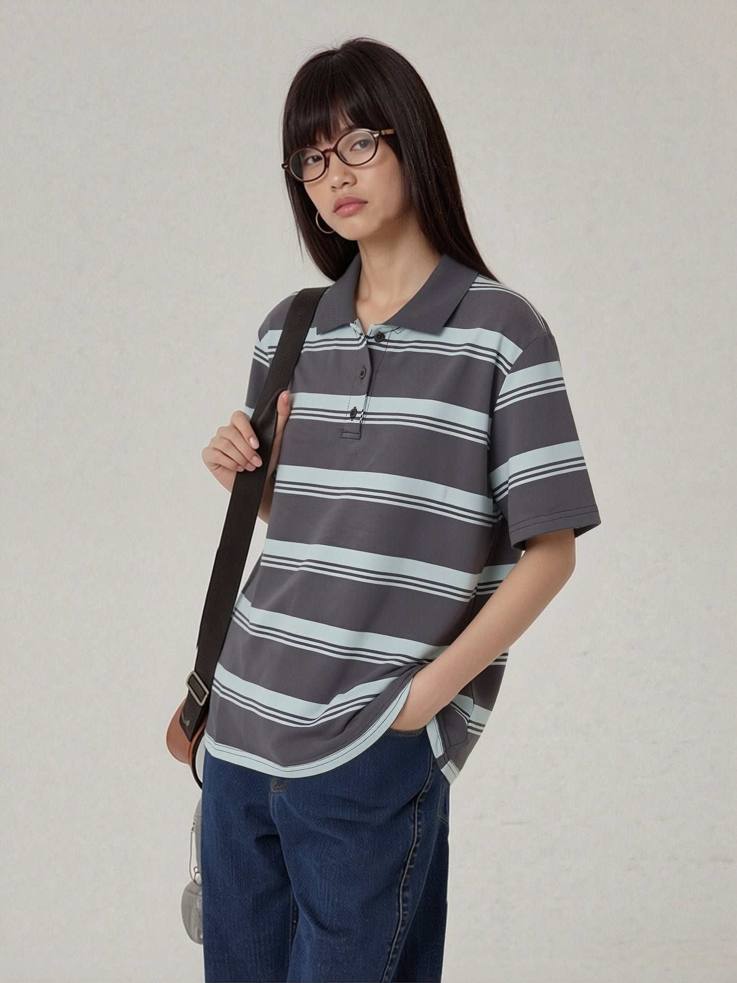 Women’s Striped Polo Shirt – Relaxed Fit Short Sleeve Knit Top, Classic Casual Preppy Style Tee