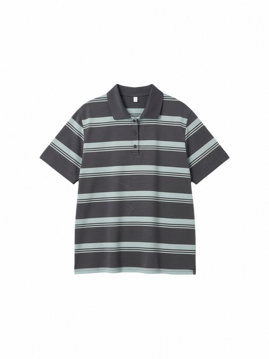 Women’s Striped Polo Shirt – Relaxed Fit Short Sleeve Knit Top, Classic Casual Preppy Style Tee