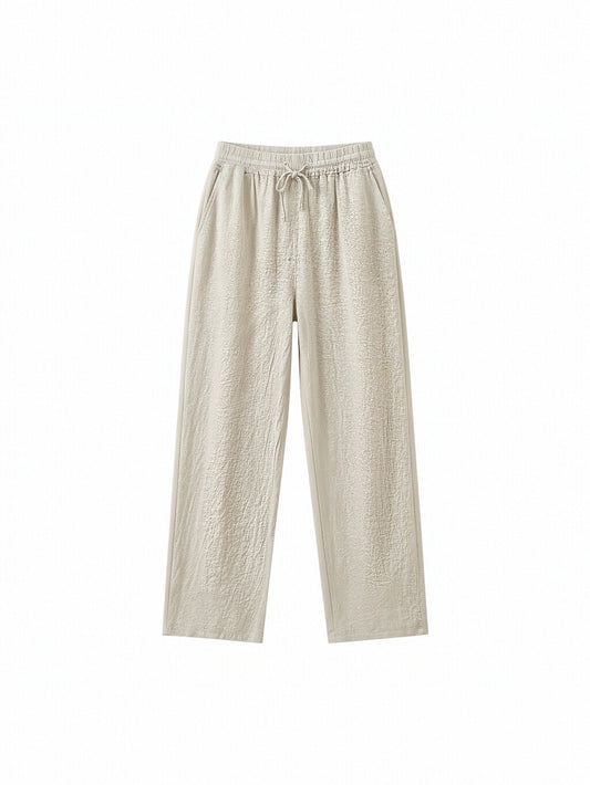 Women’s Linen Wide Leg Pants – Breathable Drawstring Trousers, Relaxed Fit Summer Linen Blend Palazzo Pants