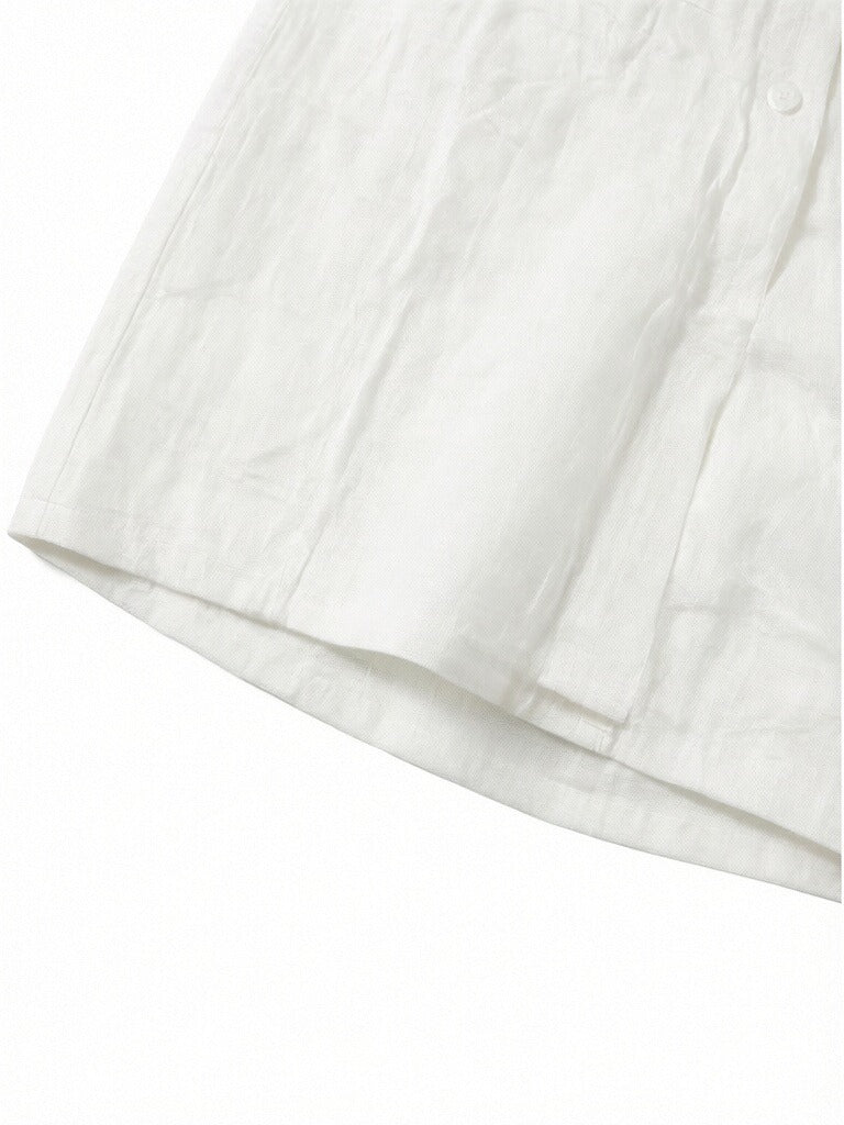 Women’s Linen Two-Piece Shorts Set – Sleeveless Button-Up Linen Shirt & Wide-Leg Shorts Co-Ord Summer Outfit