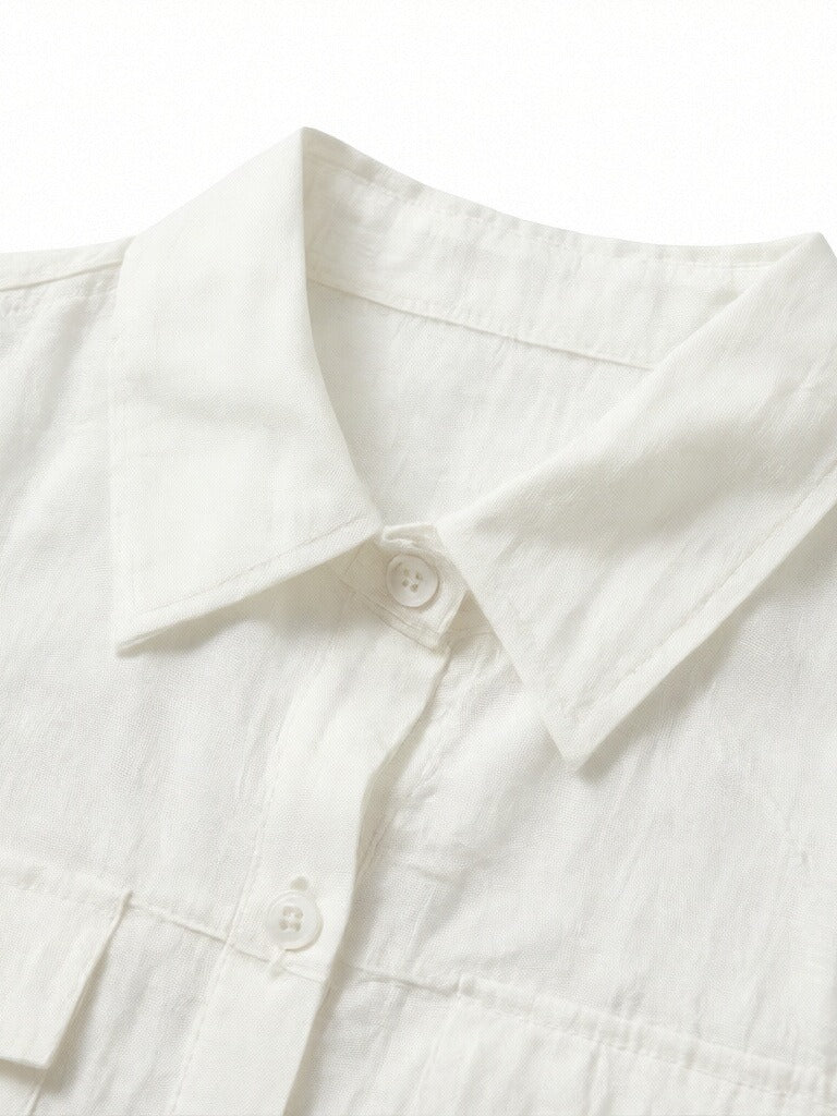 Women’s Linen Two-Piece Shorts Set – Sleeveless Button-Up Linen Shirt & Wide-Leg Shorts Co-Ord Summer Outfit