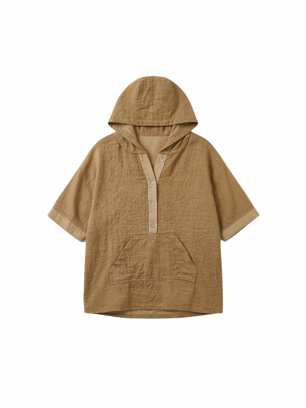 Women’s Linen Hooded Blouse – Relaxed Fit Button Front Linen Top with Pocket, Lightweight Summer Linen Shirt