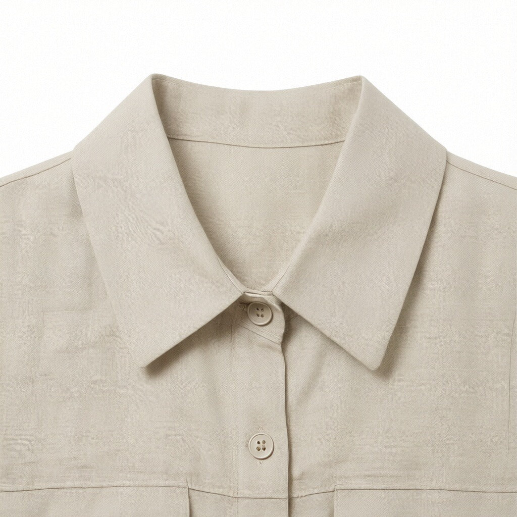 Women’s Linen Two-Piece Shorts Set – Sleeveless Button-Up Linen Shirt & Wide-Leg Shorts Co-Ord Summer Outfit