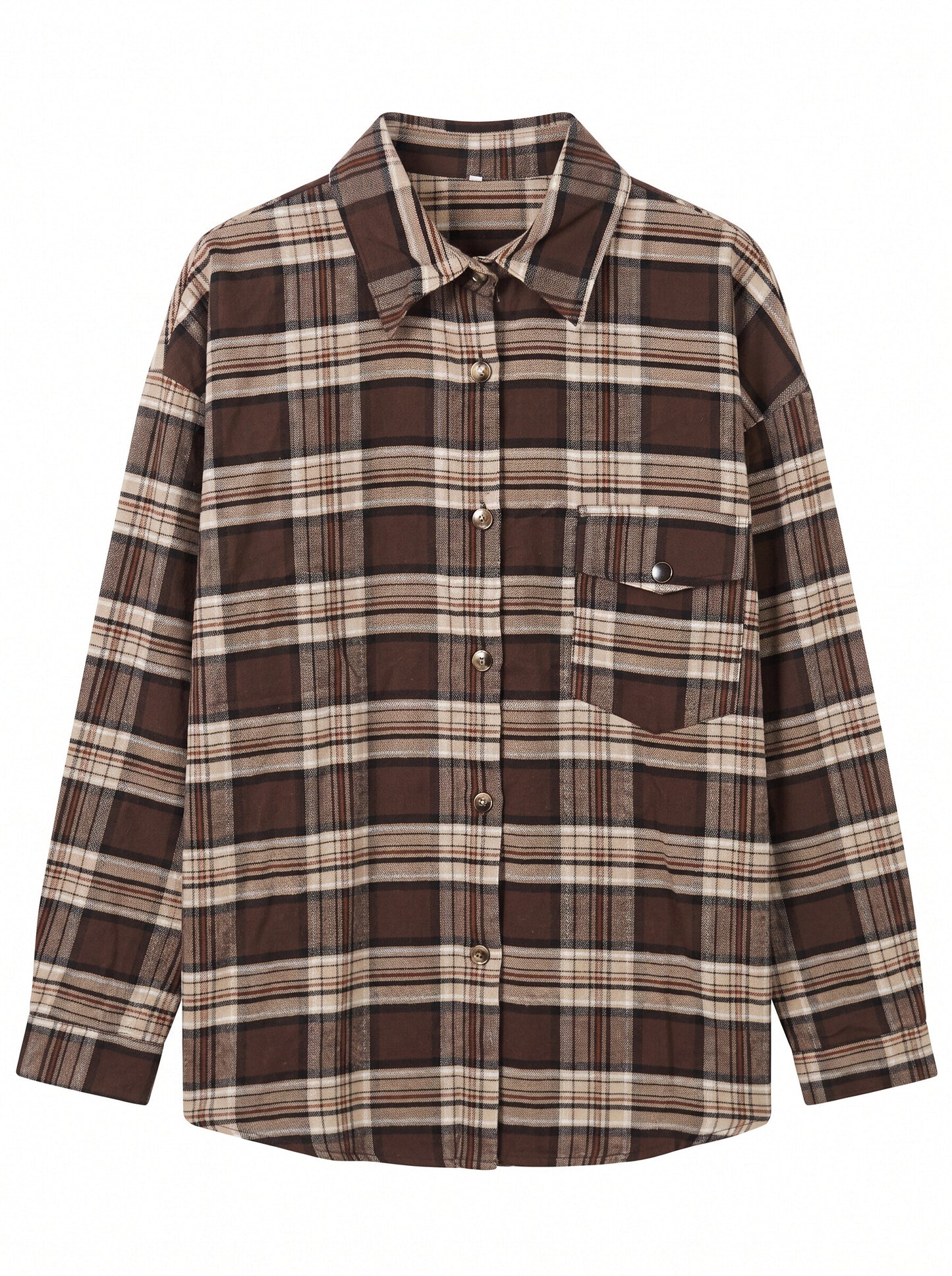Women’s Oversized Plaid Shirt – Casual Check Long Sleeve Button-Up