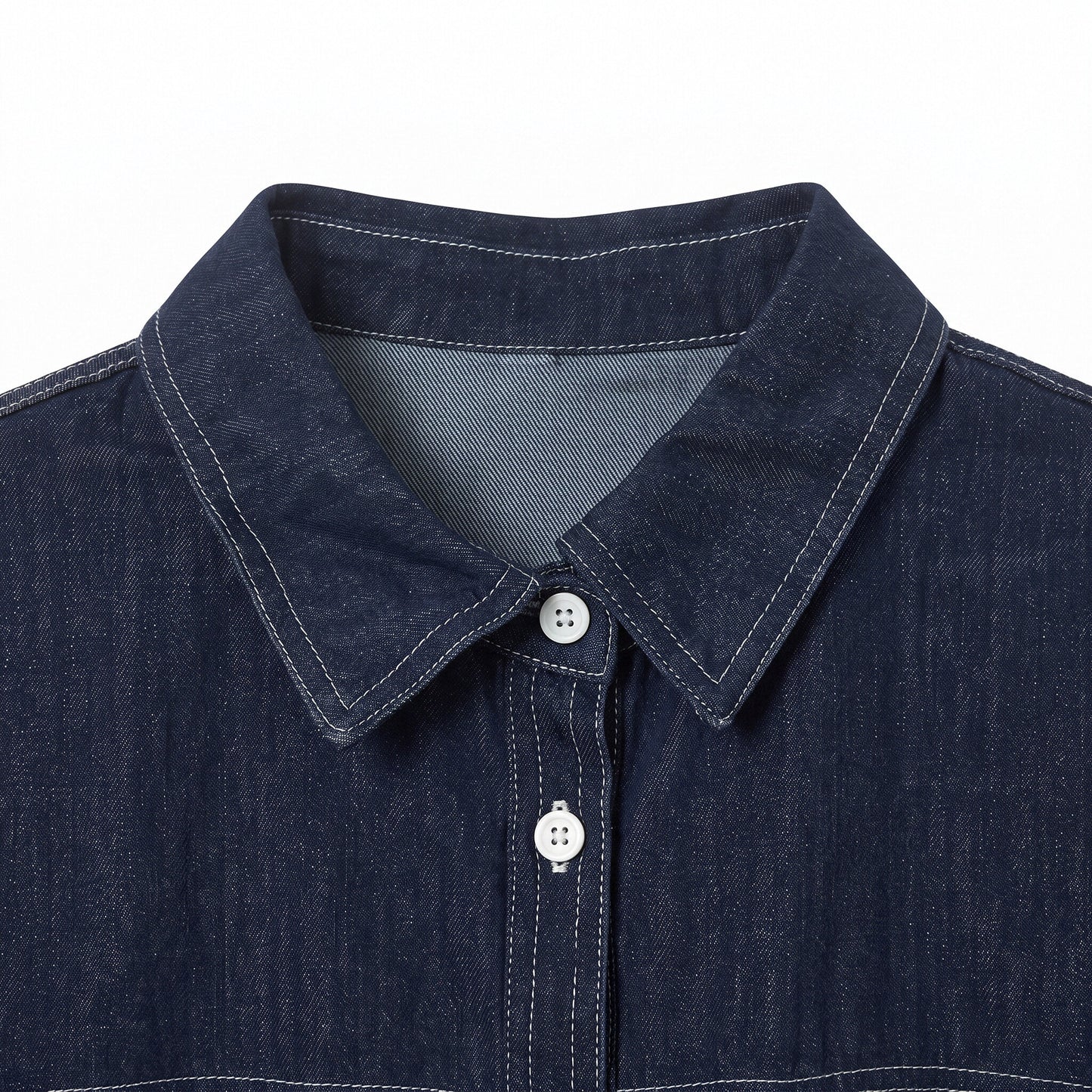 Women’s Oversized Dark Blue Denim Shirt with Large Front Pockets