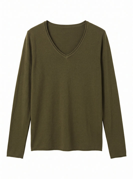 Women’s V-Neck Lightweight Knit Jumper – Long Sleeve Soft Fine Knit Pullover Top