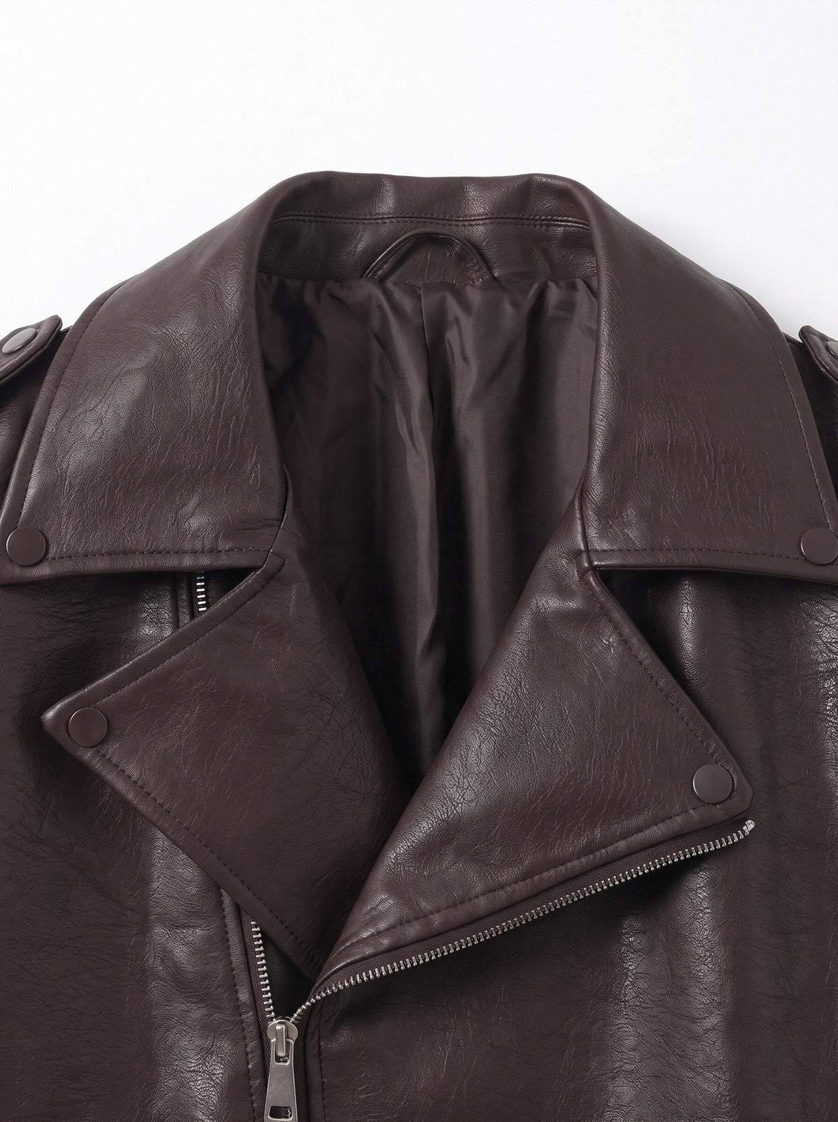Women’s Oversized Biker Jacket – Faux Leather Belted Moto Jacket with Zip Pockets