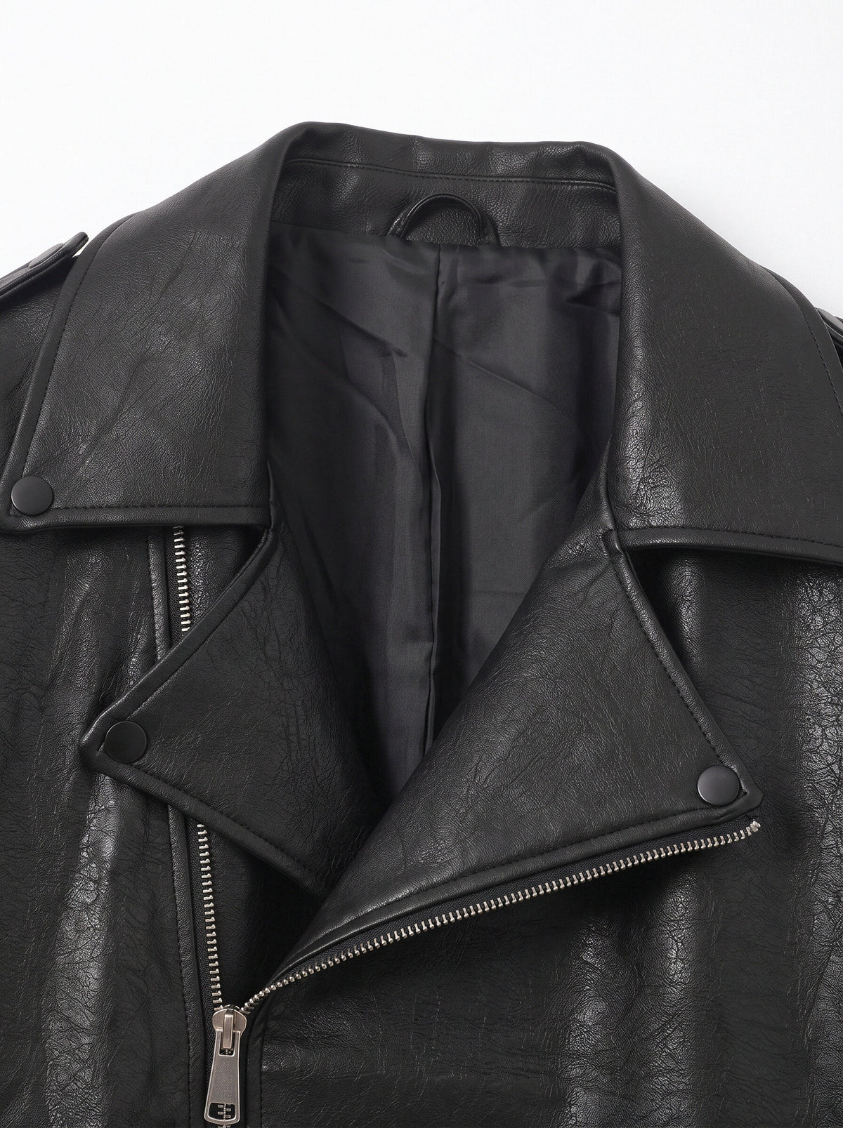 Women’s Oversized Biker Jacket – Faux Leather Belted Moto Jacket with Zip Pockets