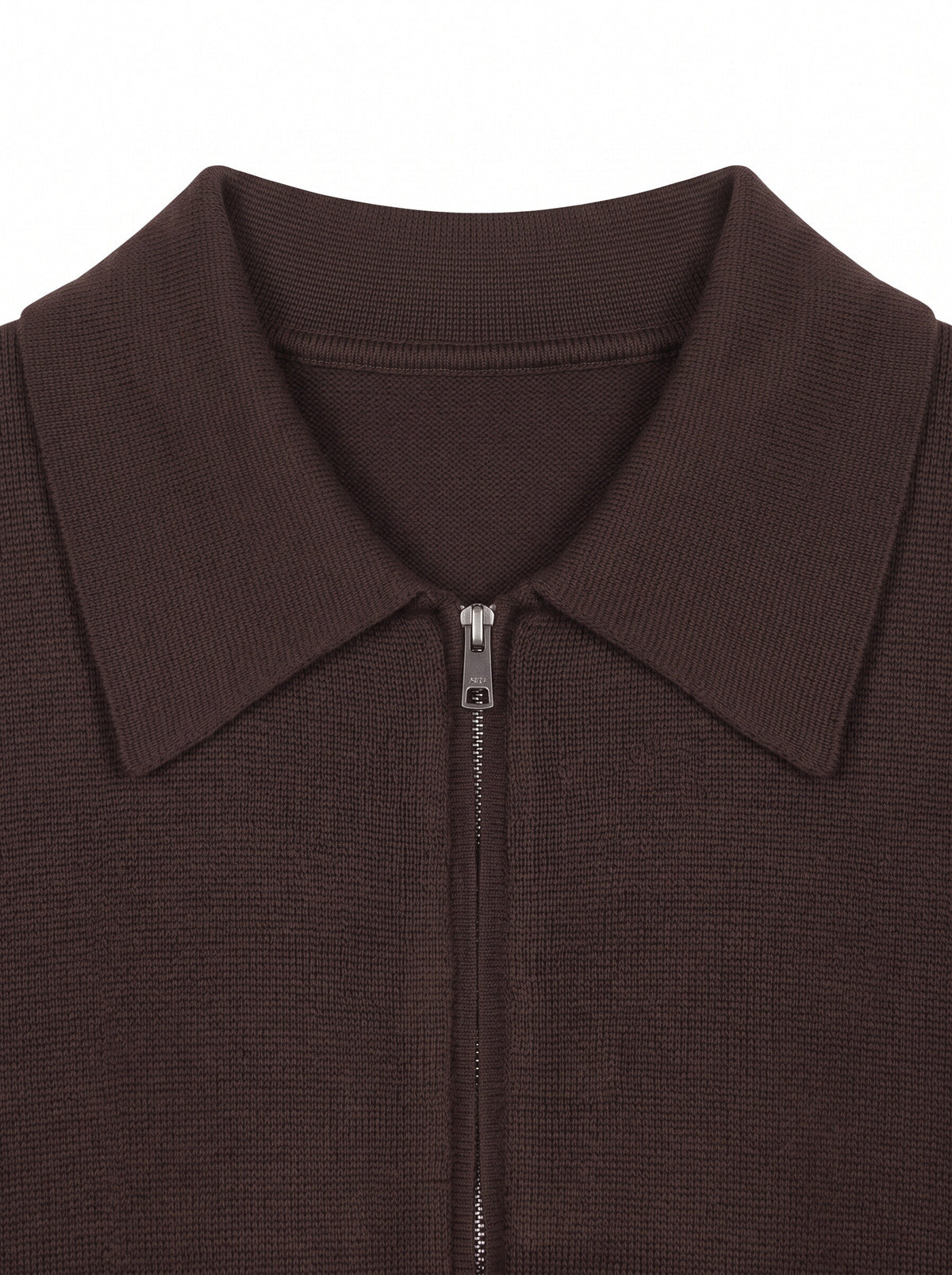 Women’s Knitted Zip-Up Polo Top – Oversized Short Sleeve Collared Cardigan