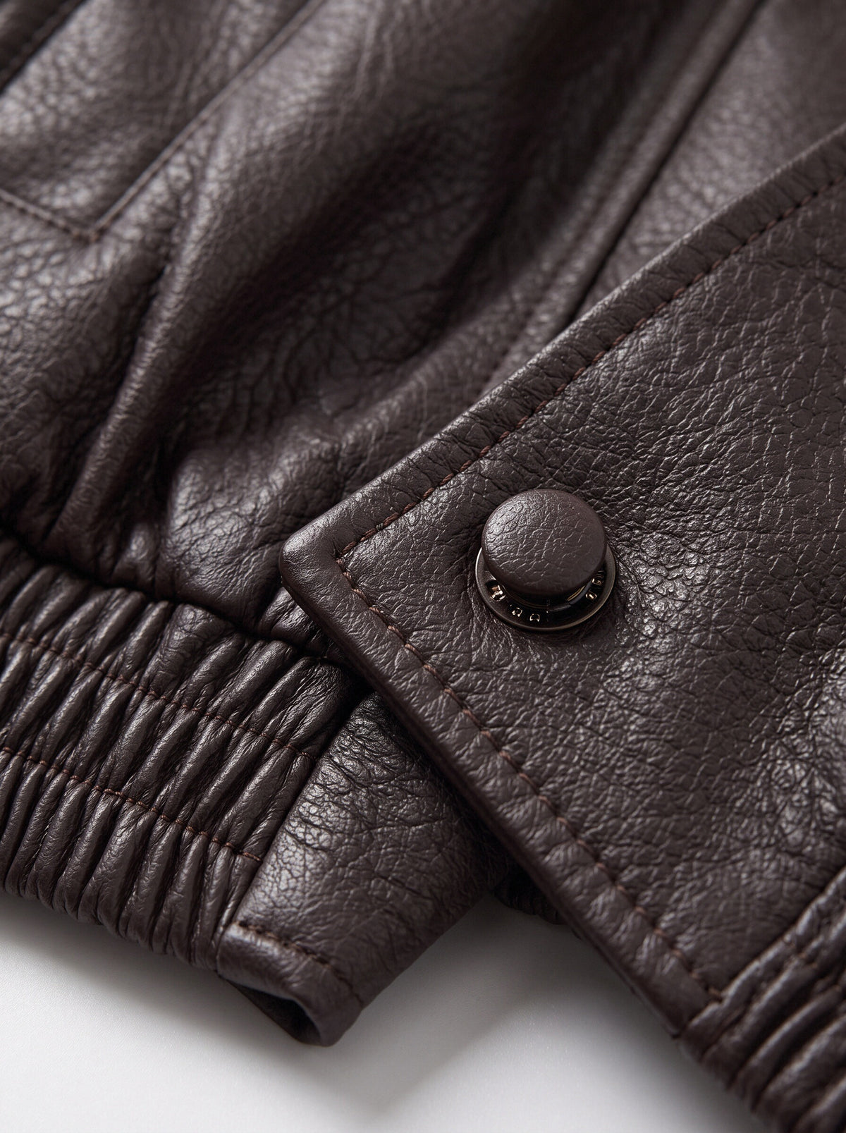Women’s Oversized Brown Faux Leather Bomber Jacket – High Neck Biker Style Zip-Up Coat