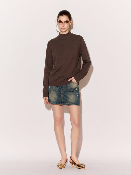 Women’s Basic Mock Neck Knit Jumper – Long Sleeve Lightweight Pullover Sweater