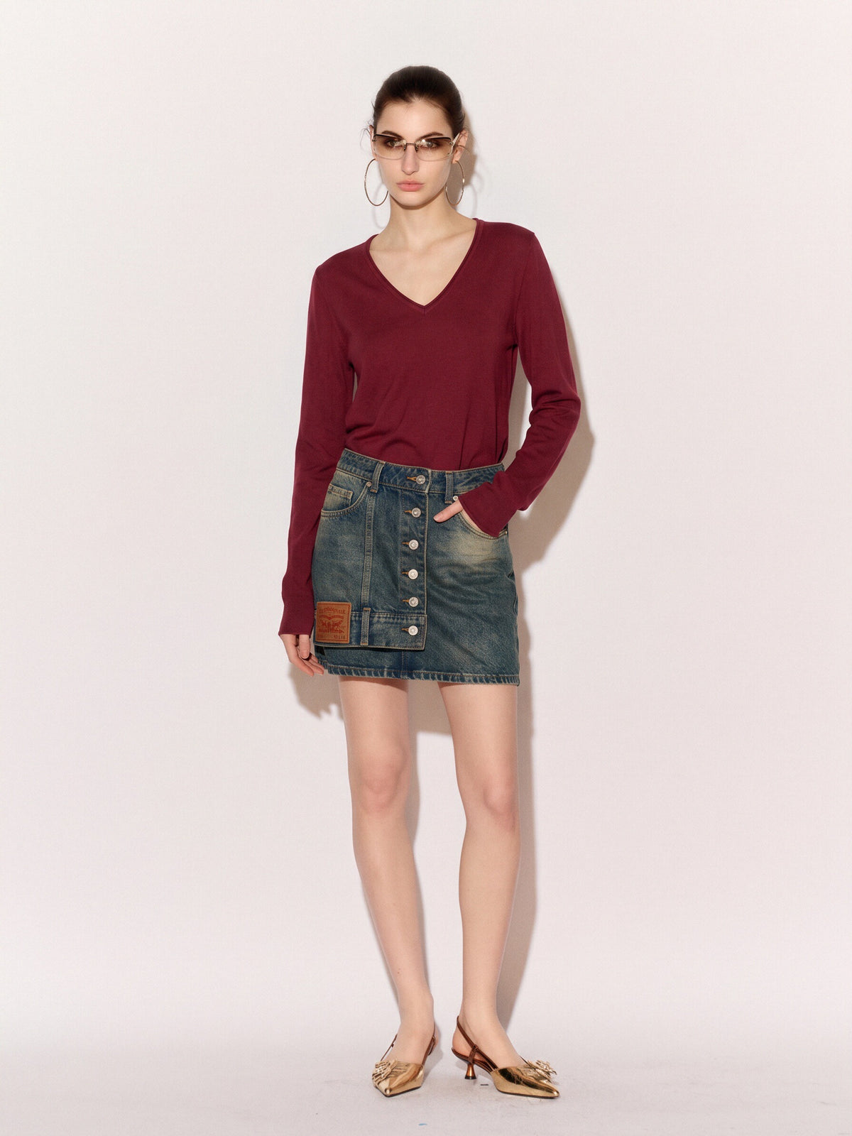 Women’s V-Neck Lightweight Knit Jumper – Long Sleeve Soft Fine Knit Pullover Top