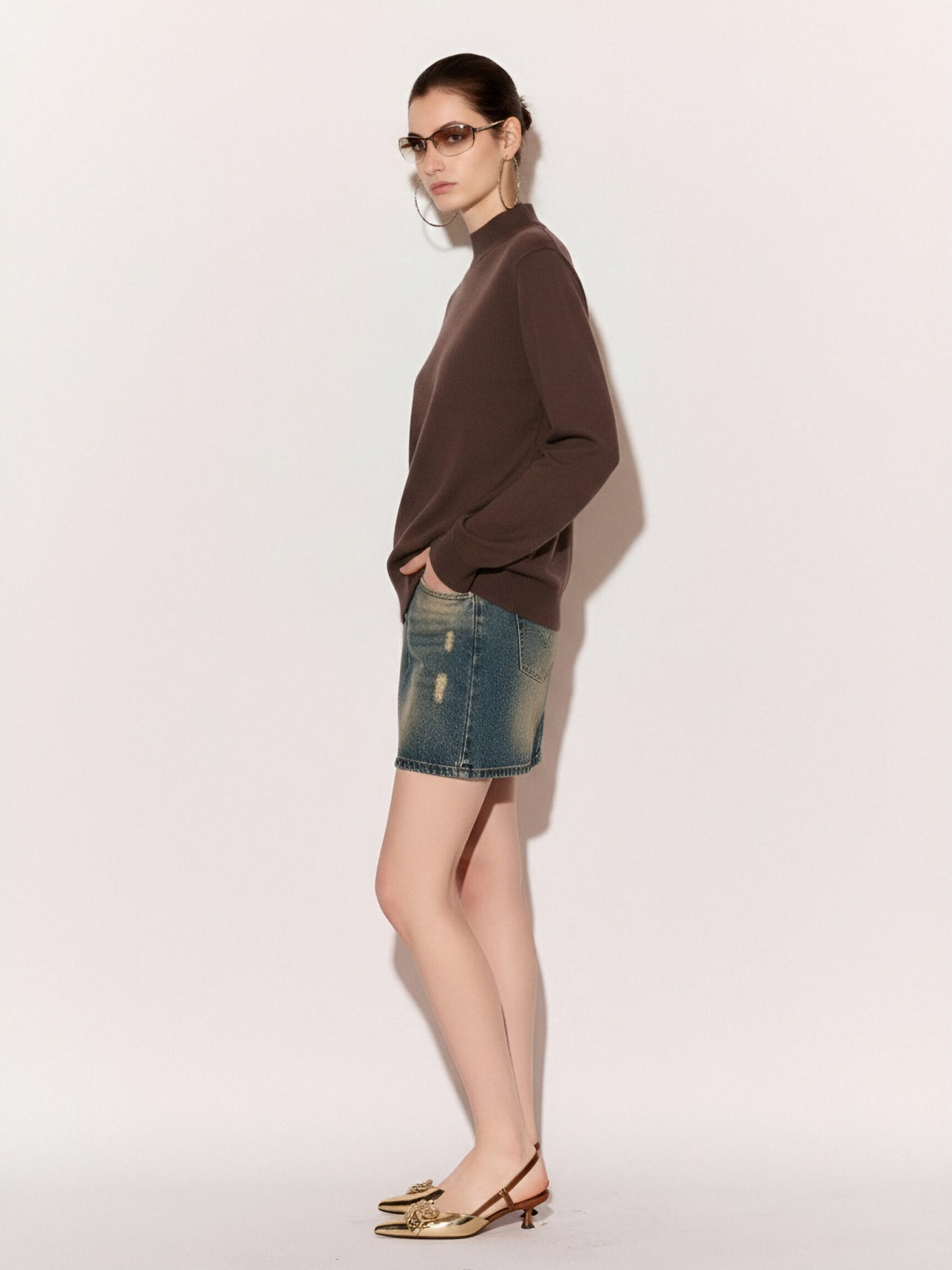 Women’s Basic Mock Neck Knit Jumper – Long Sleeve Lightweight Pullover Sweater