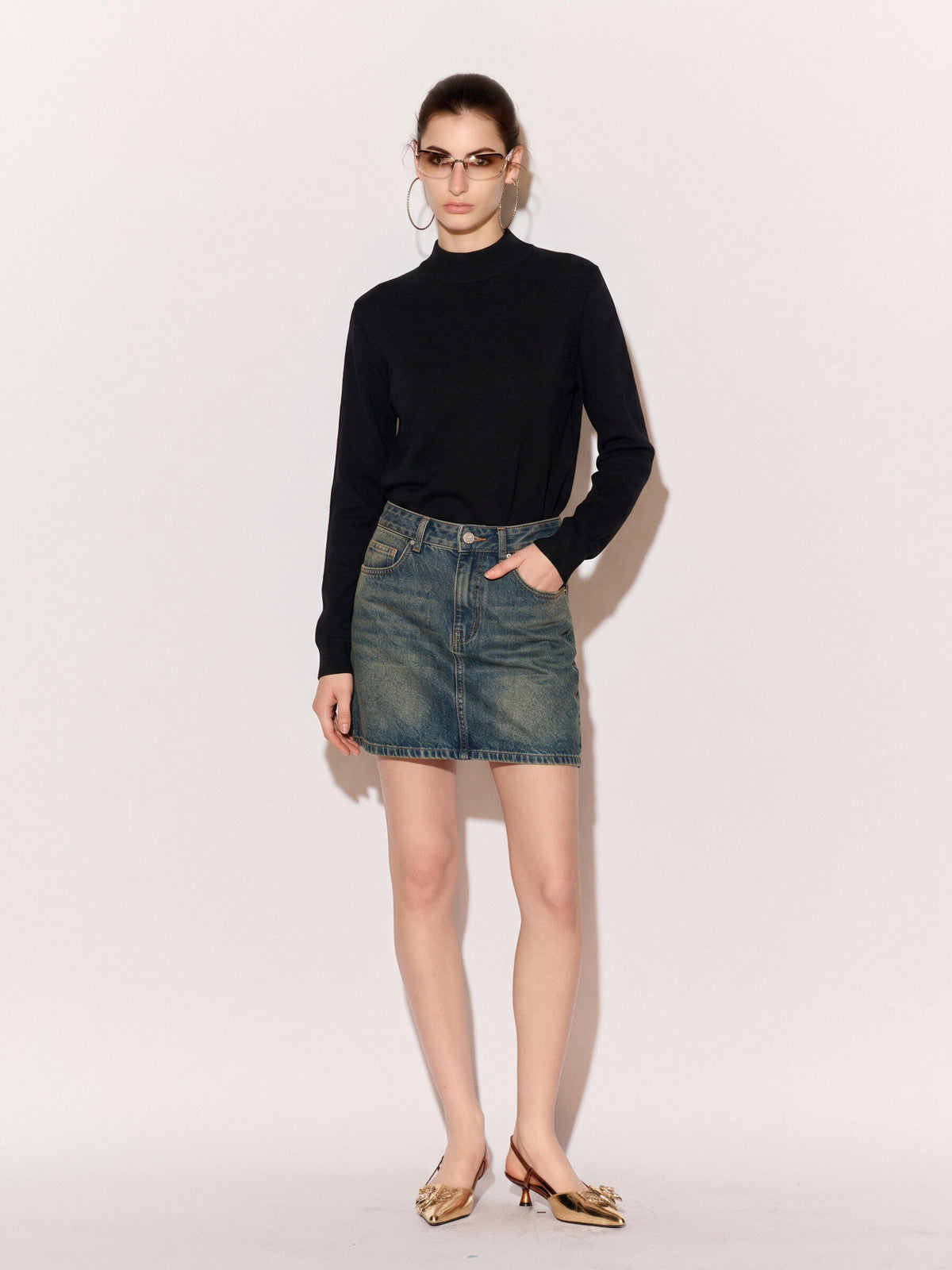 Women’s Basic Mock Neck Knit Jumper – Long Sleeve Lightweight Pullover Sweater