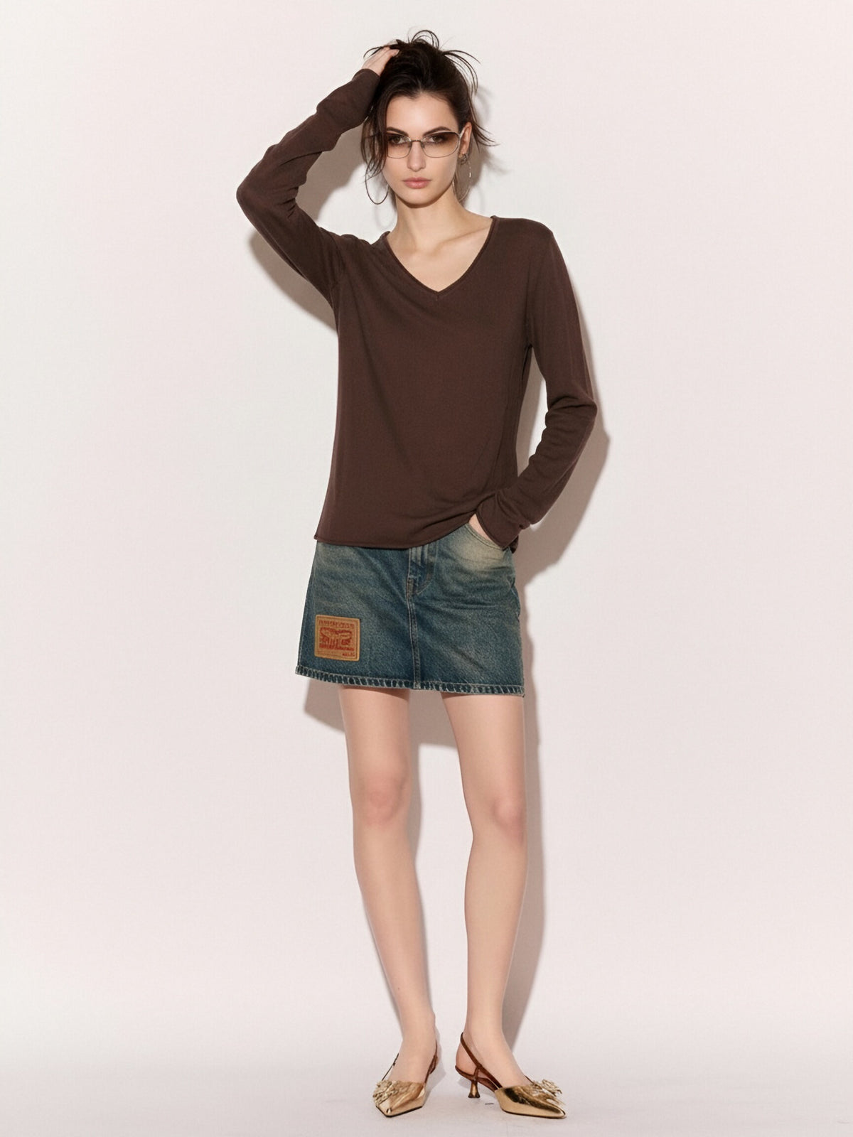 Women’s V-Neck Lightweight Knit Jumper – Long Sleeve Soft Fine Knit Pullover Top
