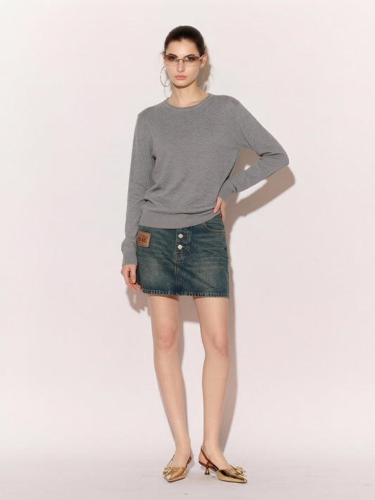 Women’s Lightweight Crew Neck Knit Jumper – Soft Fine Knit Long Sleeve Pullover Sweater