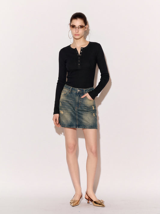 Women’s Long Sleeve Henley Top – Slim Fit Button Front Basic T-Shirt