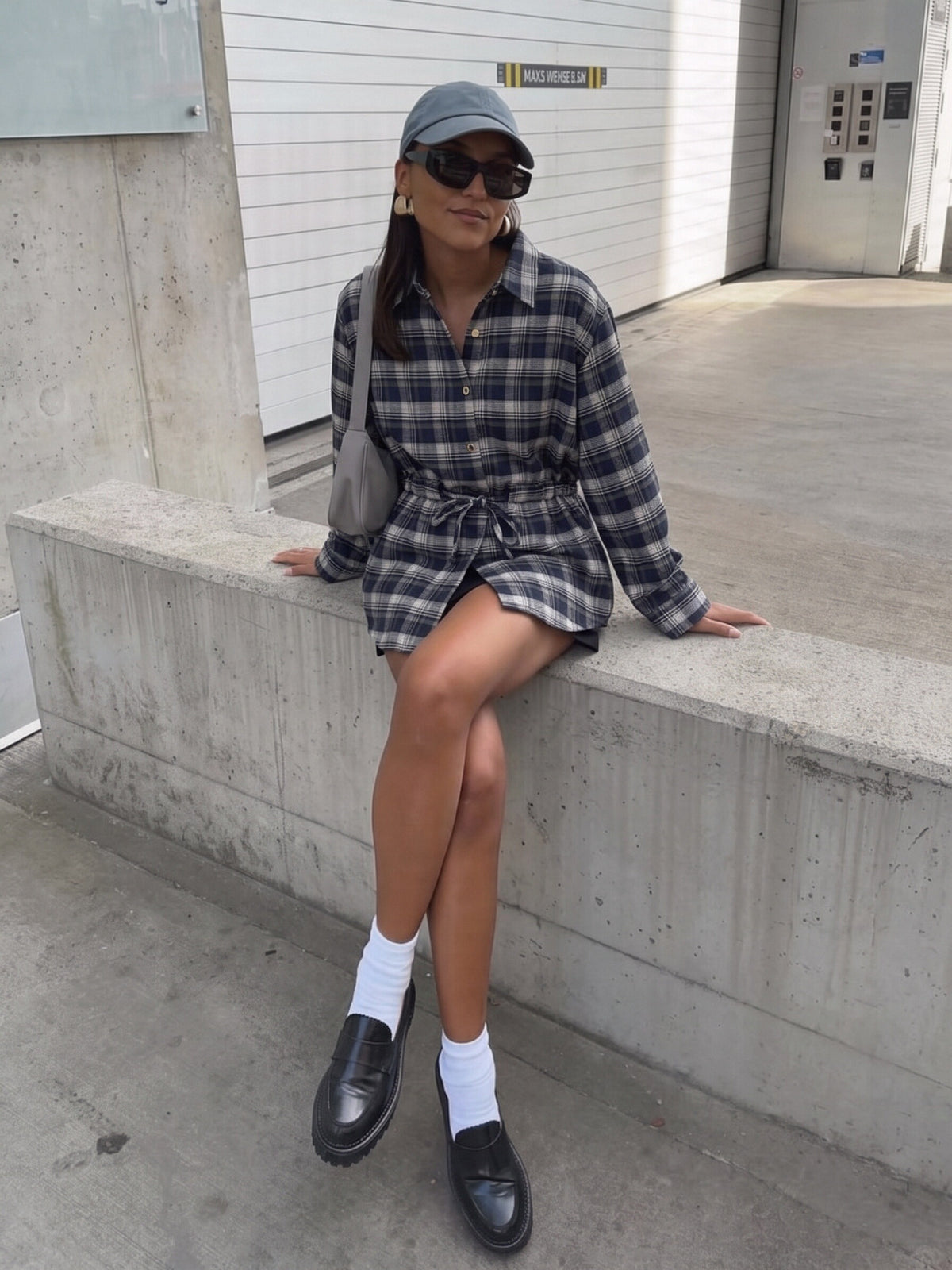 Women’s Plaid Drawstring Waist Shirt Jacket – Long Sleeve Check Overshirt