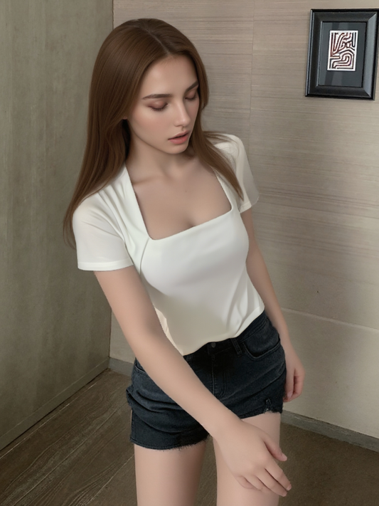 Square-Neck Fitted Tee