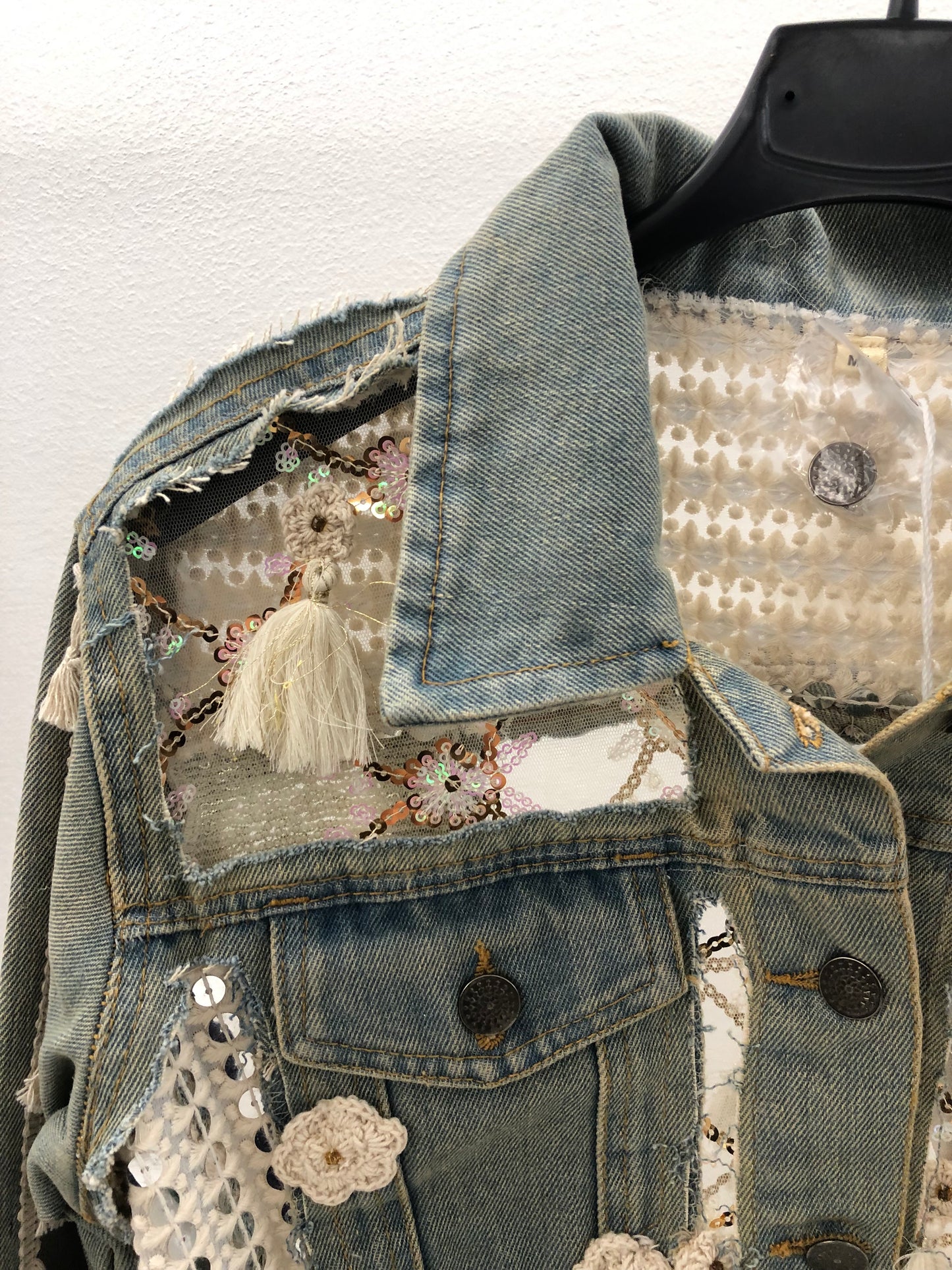 Boho Lace Tassel Denim Jacket.