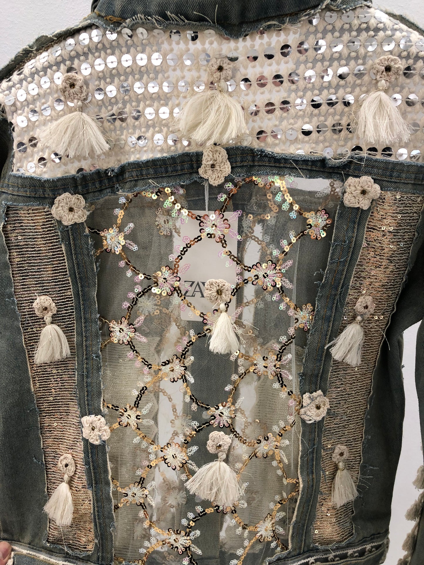 Boho Lace Tassel Denim Jacket.