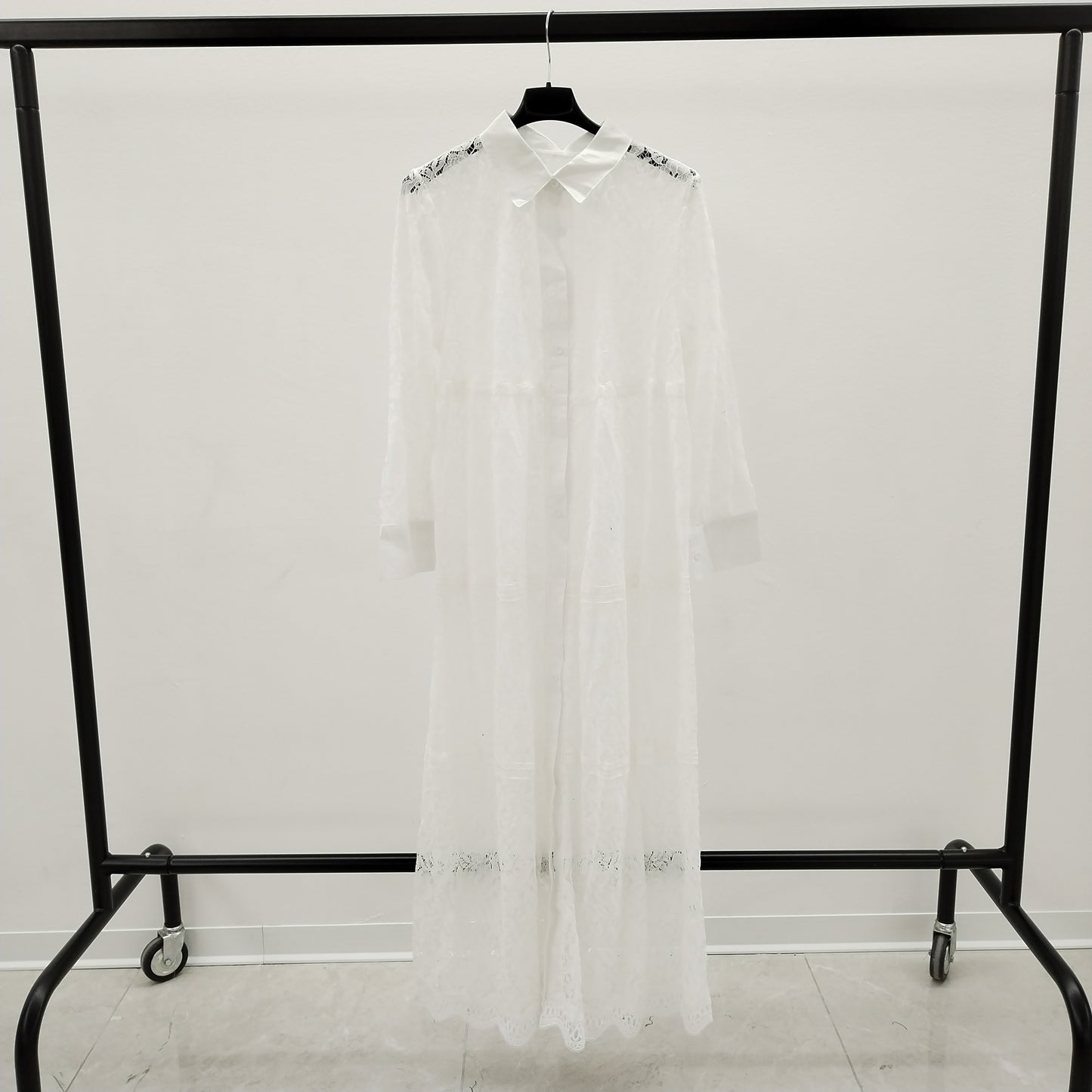 White Lace Maxi Long Shirt
