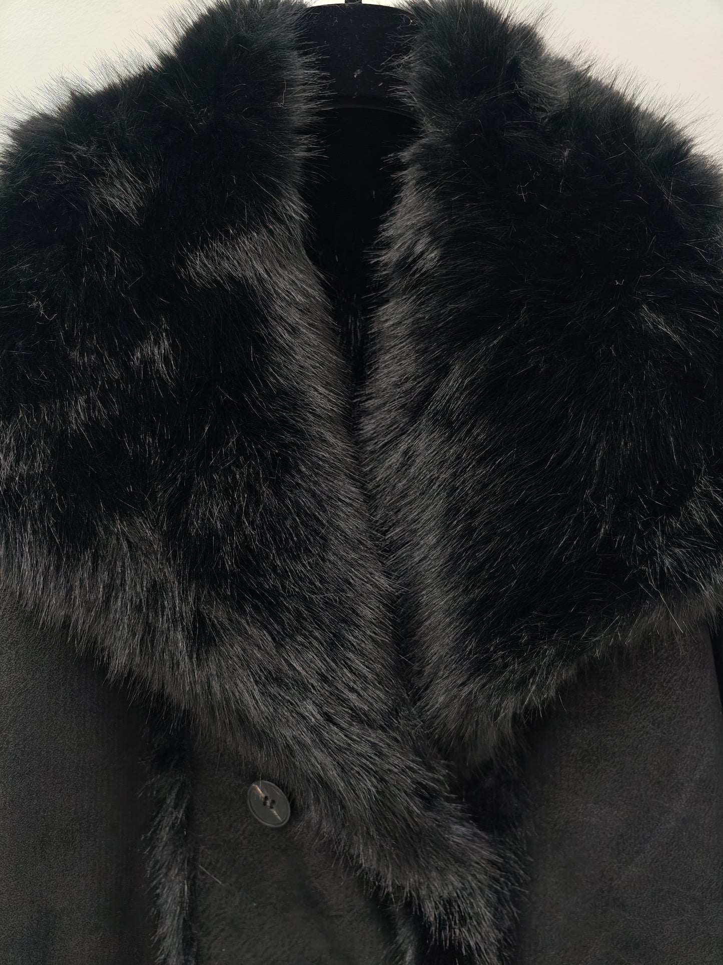 Zayla Women’s Reversible Faux Fur Long Coat – Black Winter Shearling Overcoat, Warm Thick Double-Sided Jacket