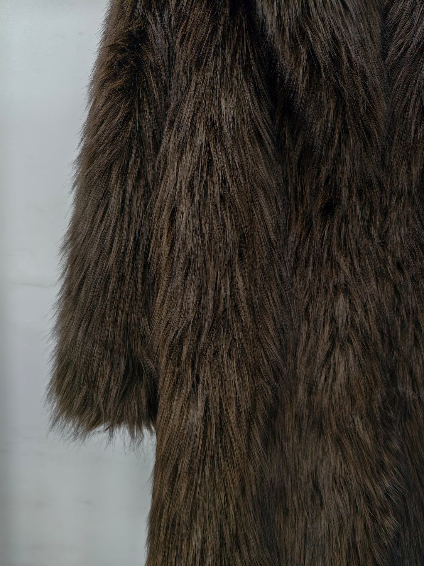 Zayla Women’s Brown Faux Fur Long Coat – Warm Fluffy Plush Winter Overcoat, Soft Luxury OuterwearSoft Aesthetic Outerwear